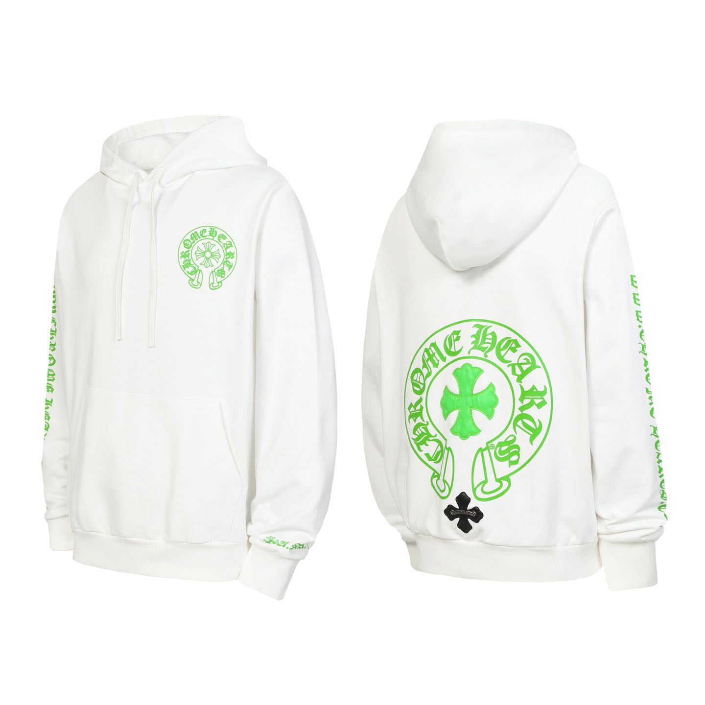 Chrome Hearts White Leather Cross Horseshoe Hoodie - DesignerGu