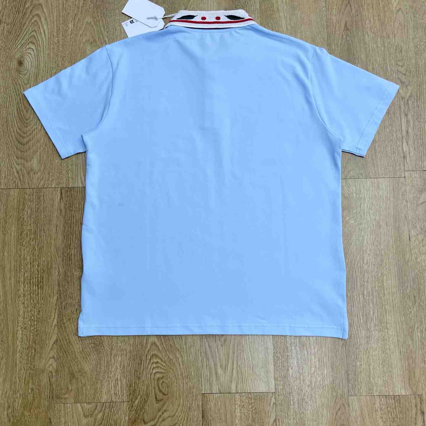 Casablanca Pale Blue Laurel Pique Short Sleeve Polo Shirt C1173 - DesignerGu
