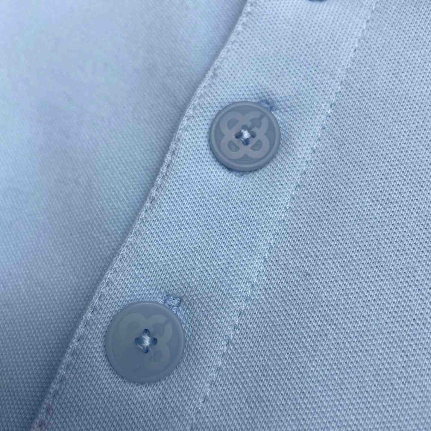 Casablanca Pale Blue Laurel Pique Short Sleeve Polo Shirt C1173 - DesignerGu
