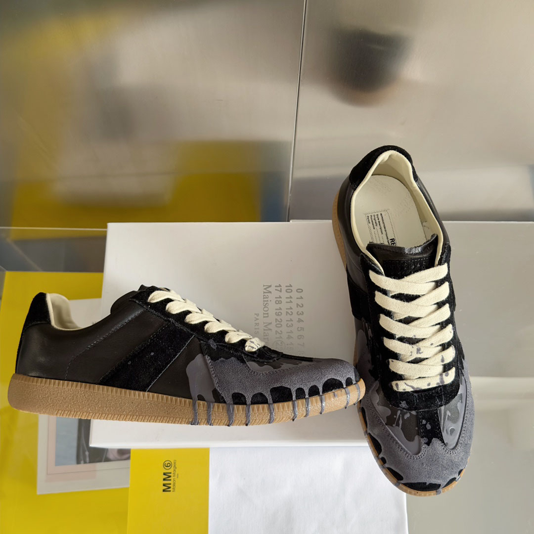 Maison Margiela Replica Paint Leather Sneakers - DesignerGu