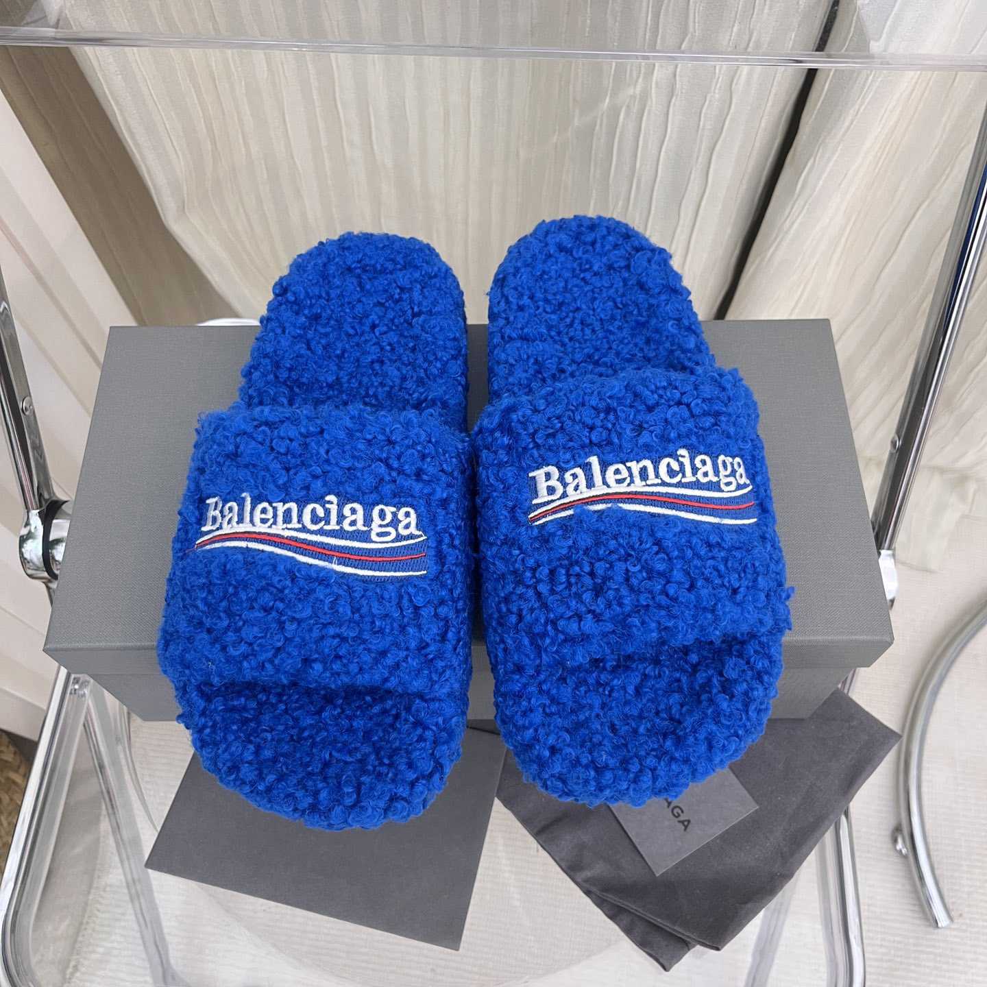 Balenciaga Furry Slide Sandals - DesignerGu