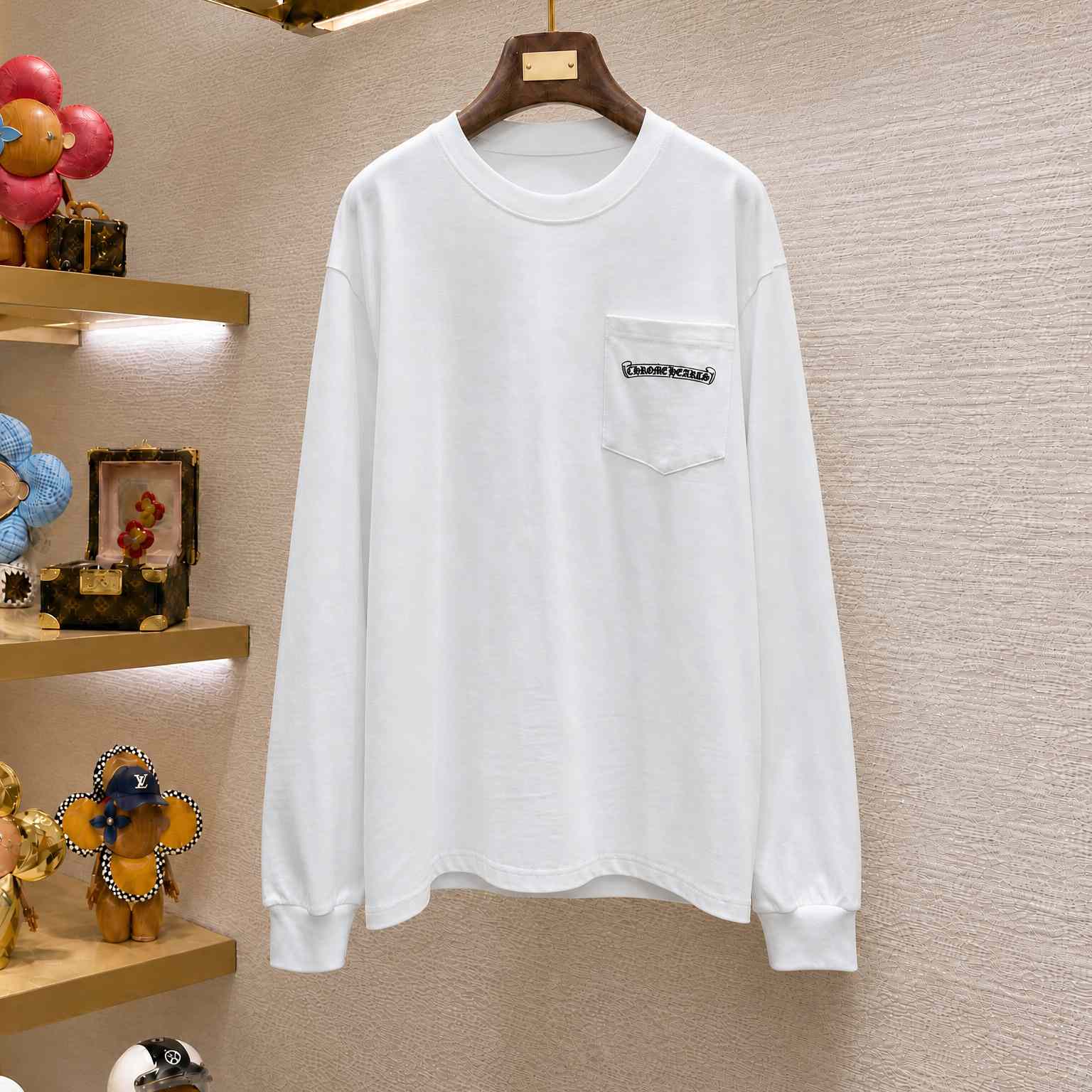 Chrome Hearts Logo Pocket Long Sleeve 'White' - DesignerGu