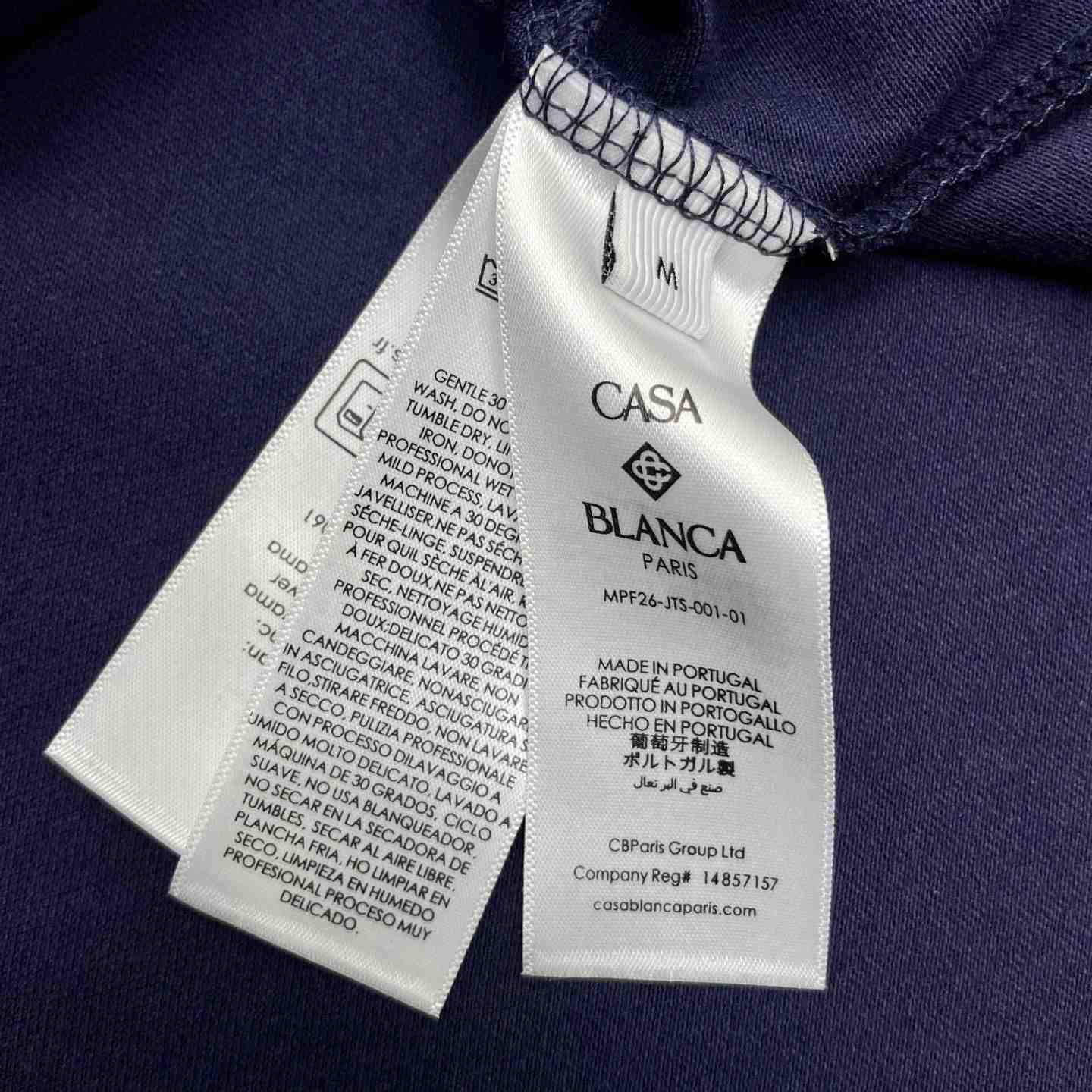 Casablanca Navy Laurel Pique Short Sleeve Polo Shirt C1174 - DesignerGu