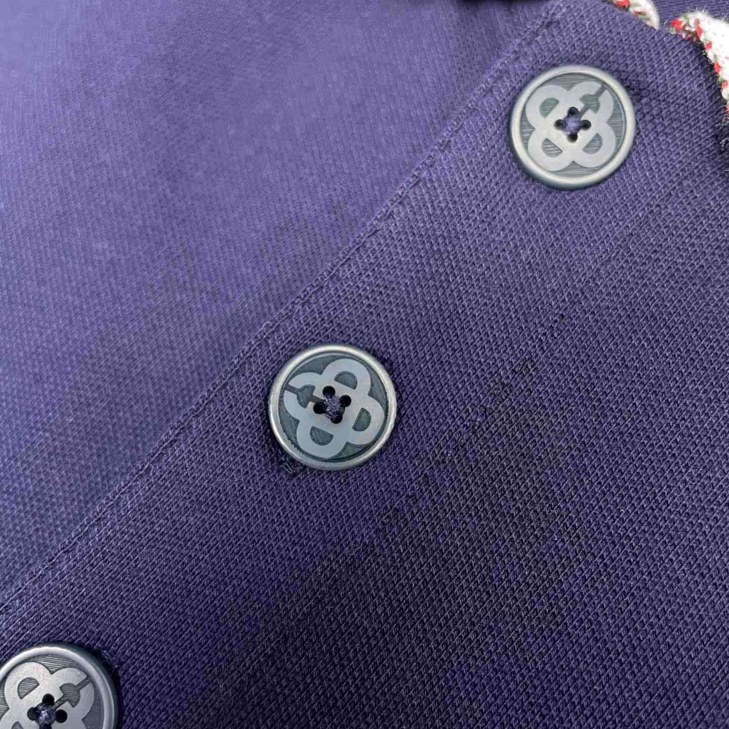Casablanca Navy Laurel Pique Short Sleeve Polo Shirt C1174 - DesignerGu
