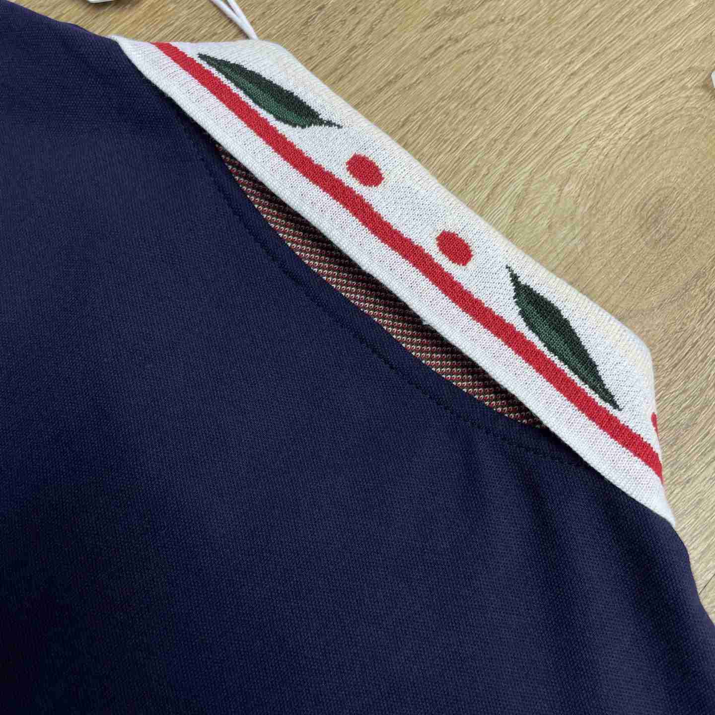 Casablanca Navy Laurel Pique Short Sleeve Polo Shirt C1174 - DesignerGu
