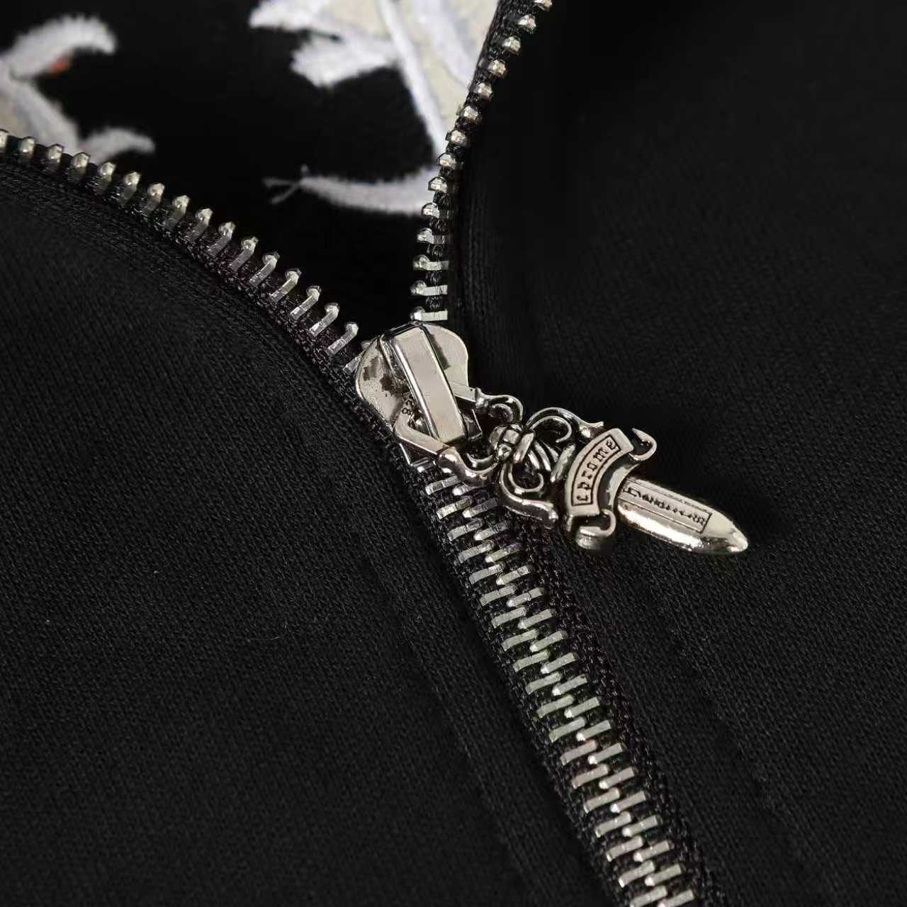 Chrome Hearts Embroidered King Taco Zip Up Hoodie 'Black' - DesignerGu