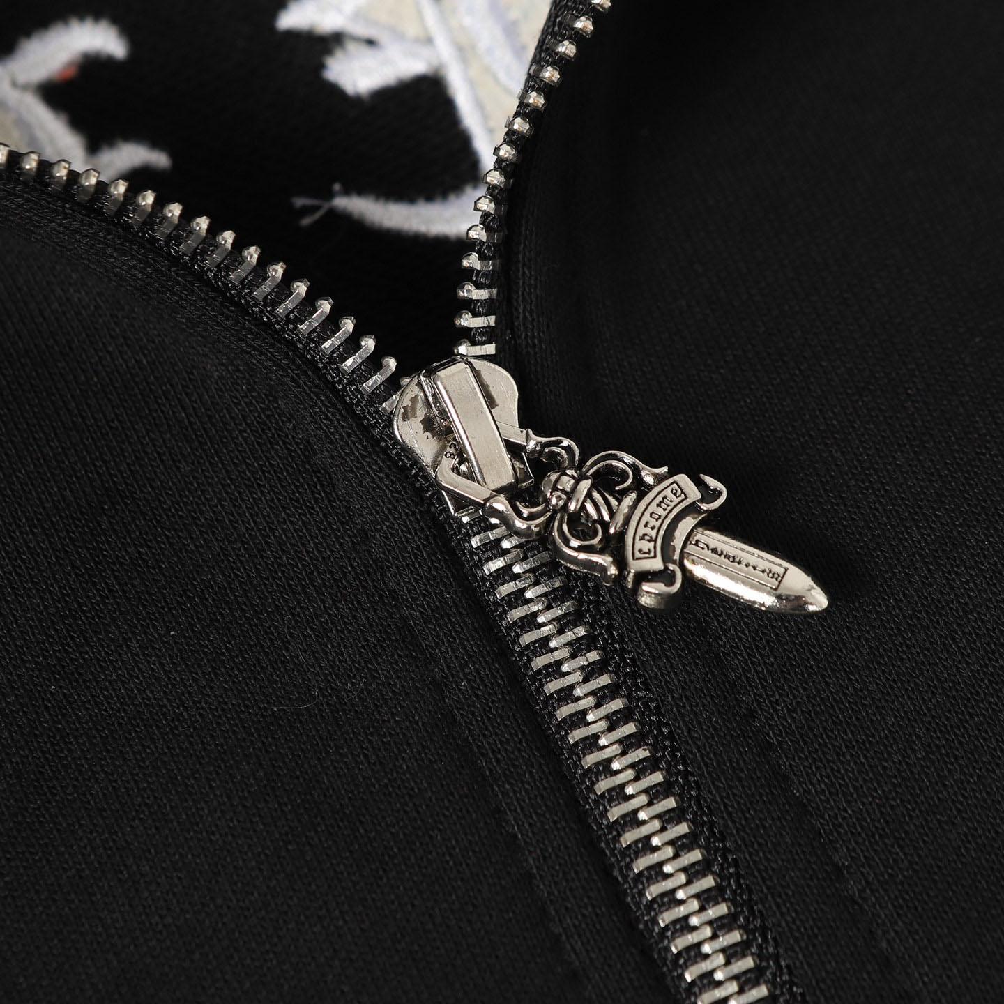 Chrome Hearts Embroidered King Taco Zip Up Hoodie 'Black' - DesignerGu