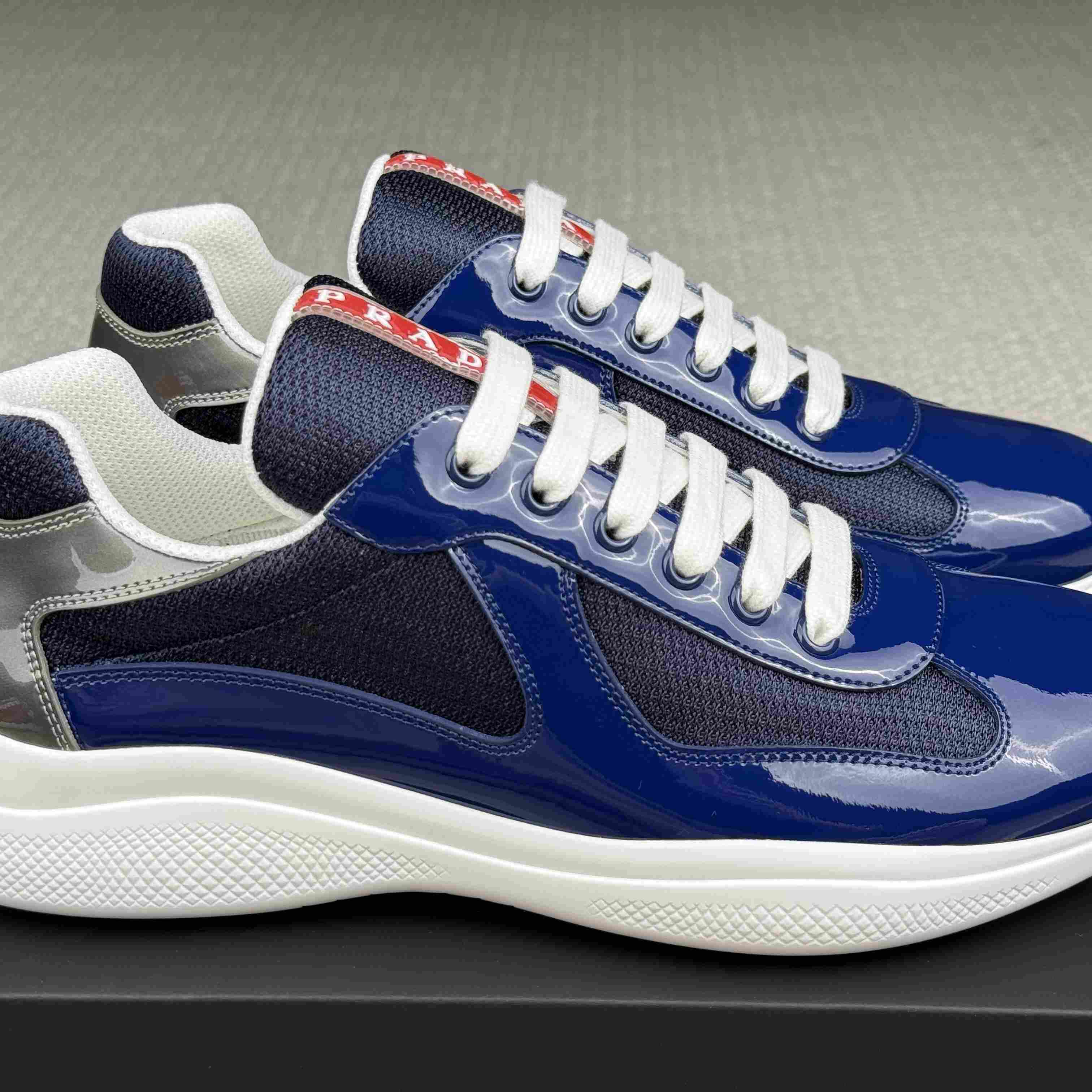Patent Leather And Technical Fabric Prada America's Cup Sneakers（upon uk size） - DesignerGu