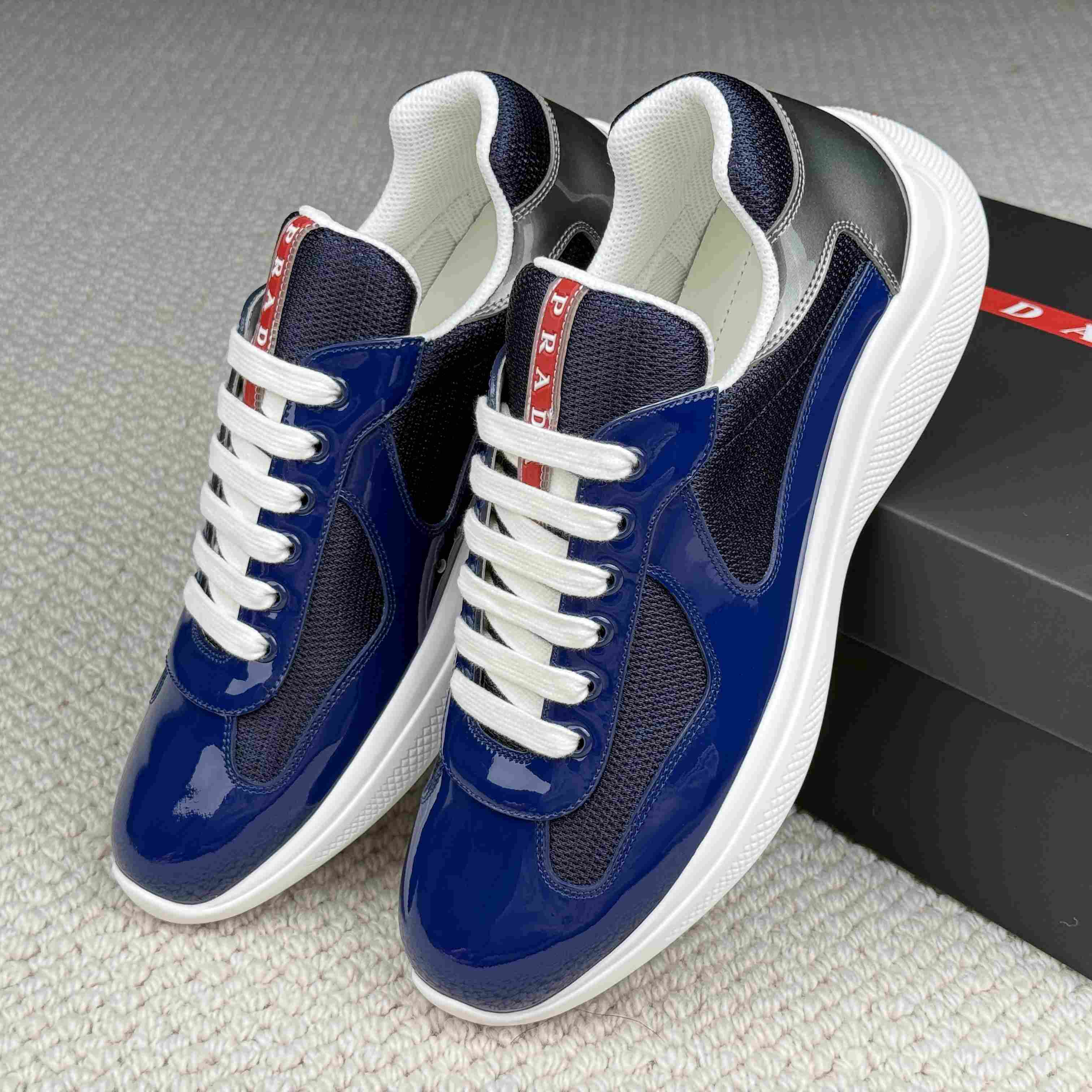 Patent Leather And Technical Fabric Prada America's Cup Sneakers（upon uk size） - DesignerGu