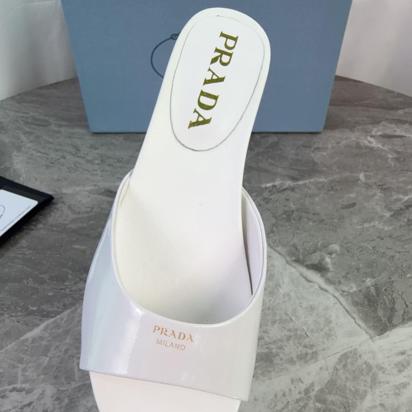 Prada Patent Leather Kitten Heel Sandals - DesignerGu