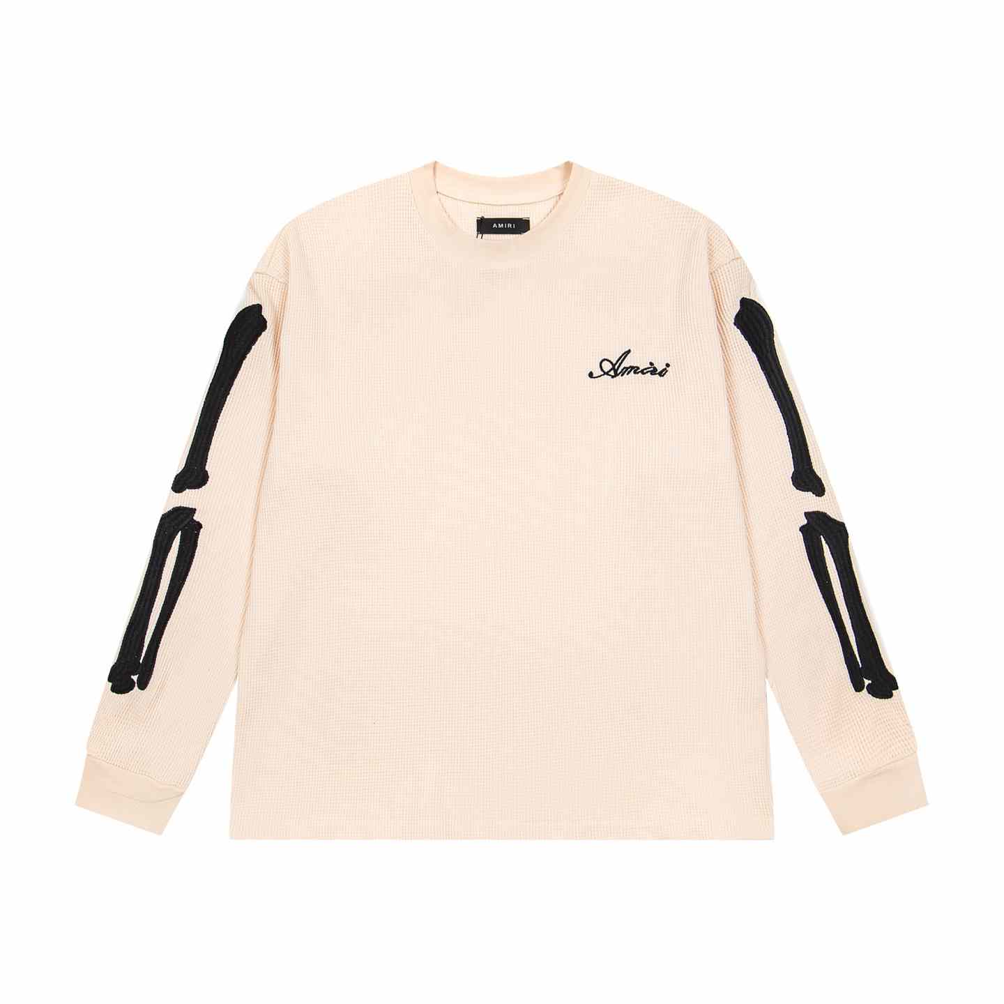 Amiri Bones Logo Embroidered Waffle Knit Cotton T-Shirt - DesignerGu