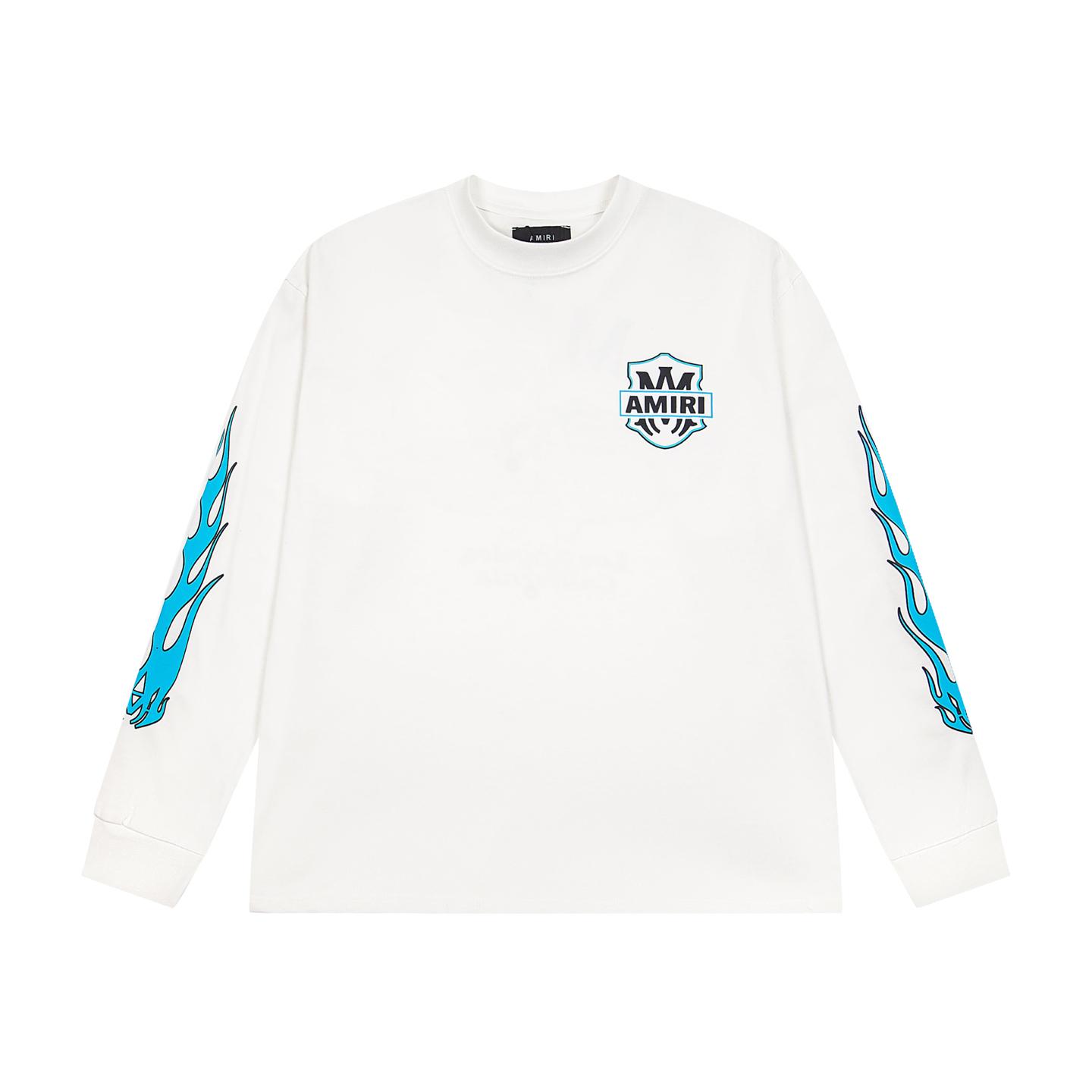 Amiri Cotton Eagle Flames Long Sleeve T-Shirt 'White' - DesignerGu