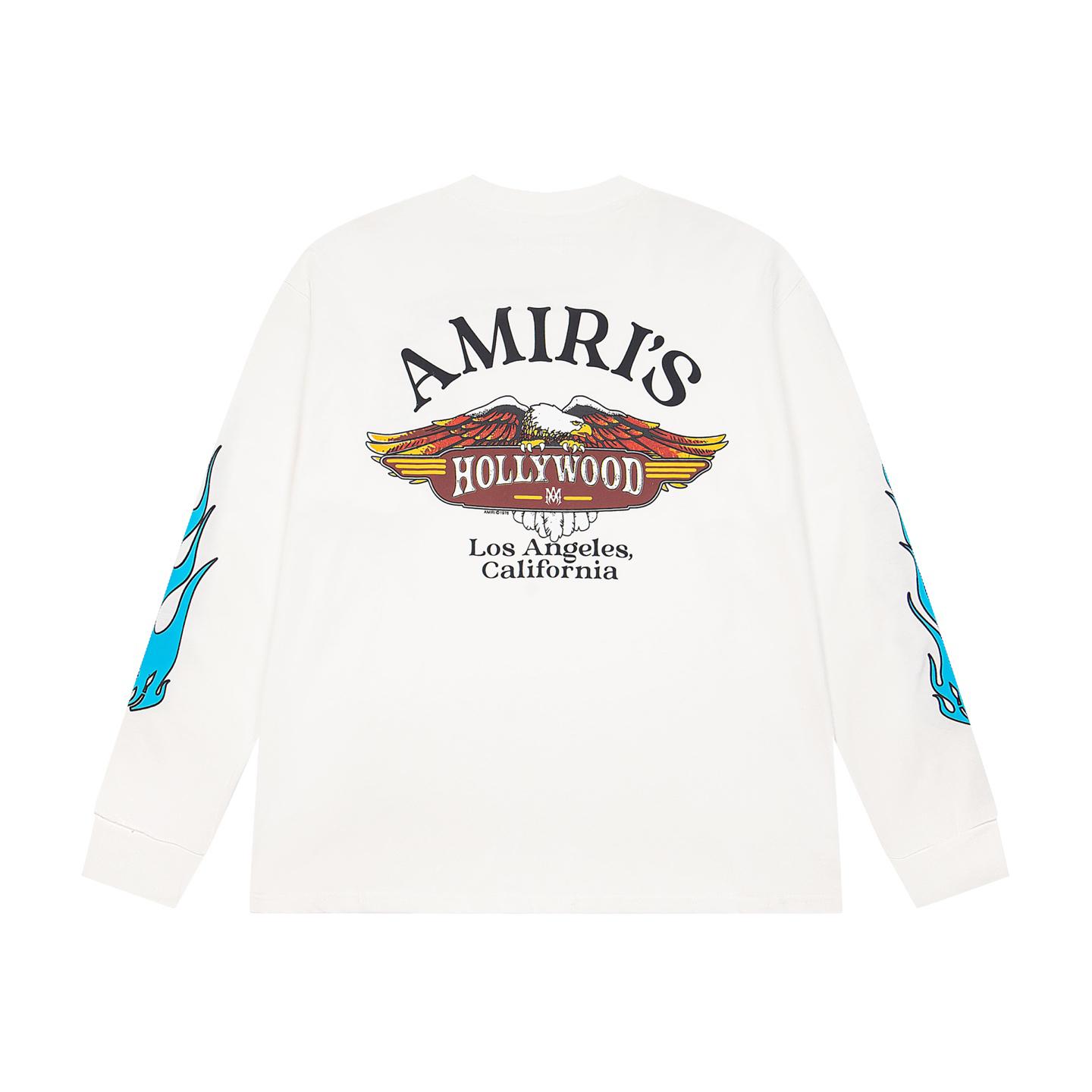 Amiri Cotton Eagle Flames Long Sleeve T-Shirt 'White' - DesignerGu