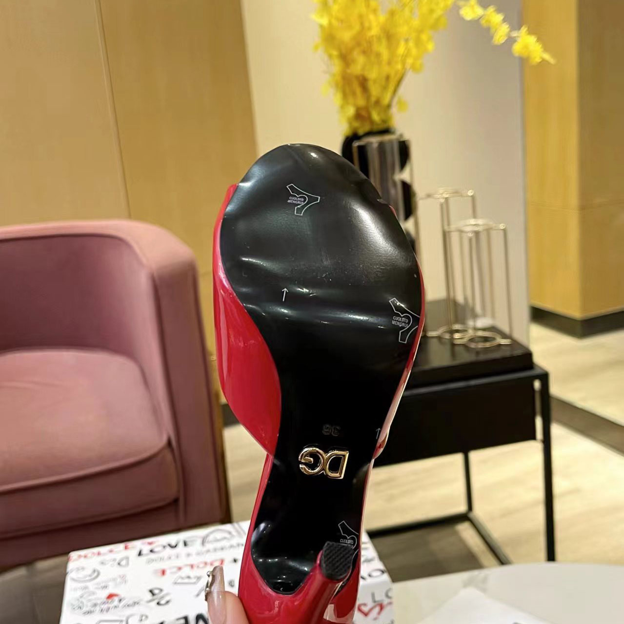 Dolce & Gabbana Patent Leather Mules With DG Logo - DesignerGu