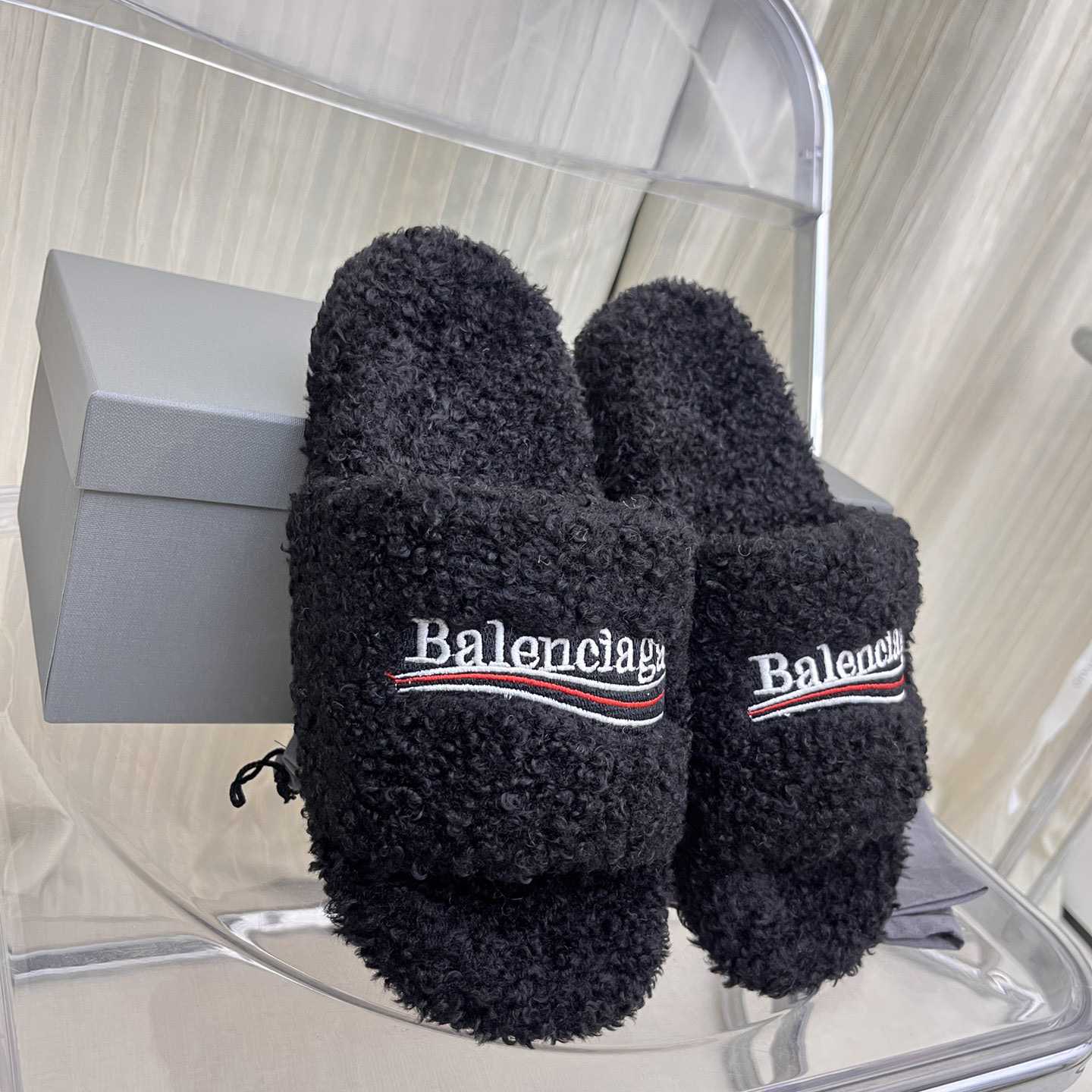 Balenciaga Furry Slide Sandals - DesignerGu