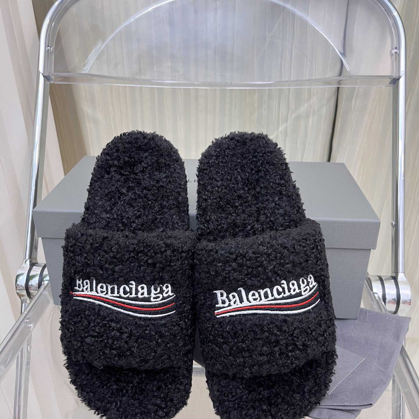 Balenciaga Furry Slide Sandals - DesignerGu