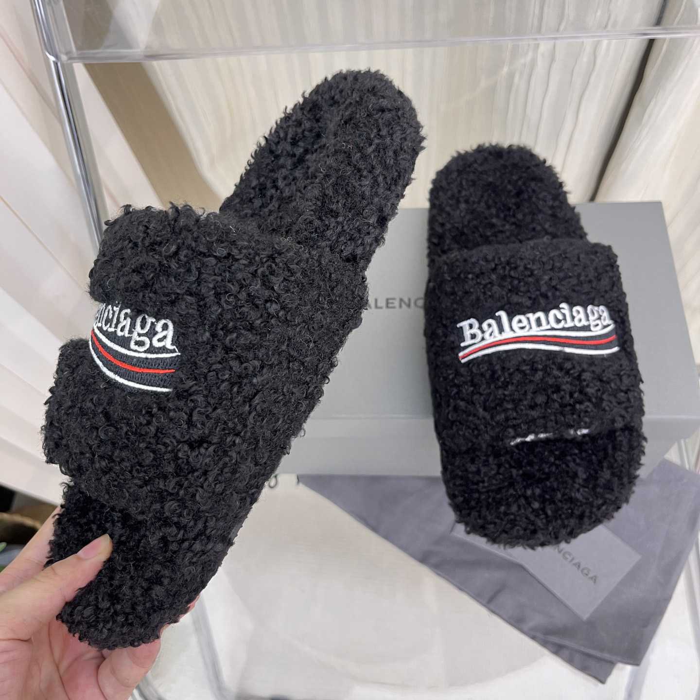Balenciaga Furry Slide Sandals - DesignerGu