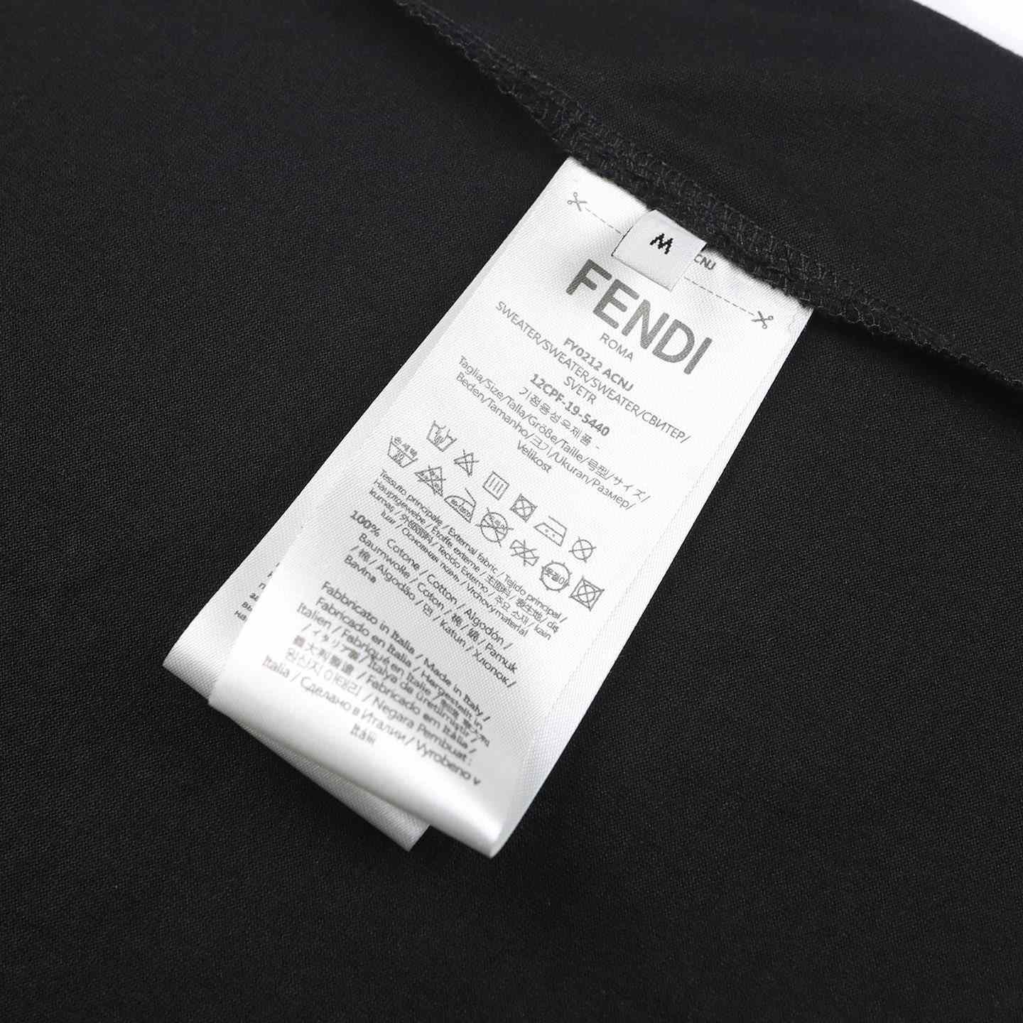 Fendi  Black Cotton T-shirt - DesignerGu