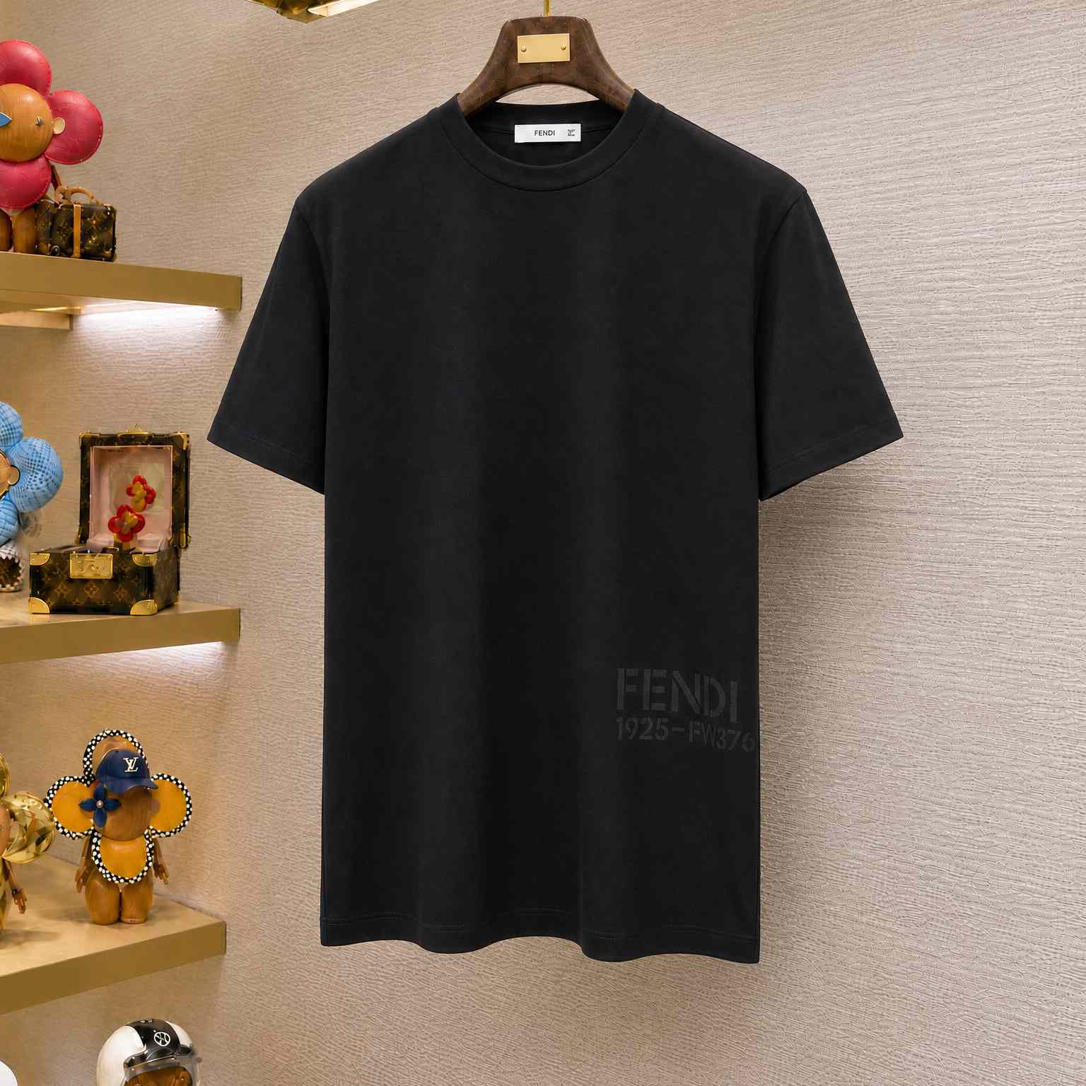 Fendi  Black Cotton T-shirt - DesignerGu