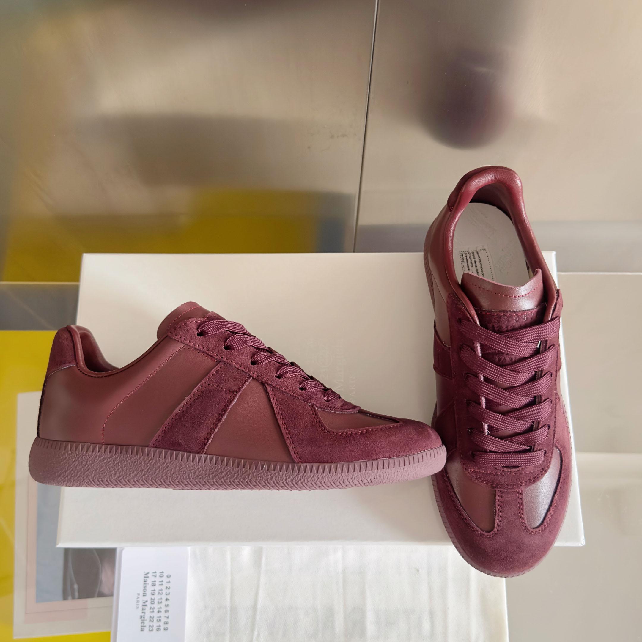 Maison Margiela Replica Leather And Suede Sneakers - DesignerGu