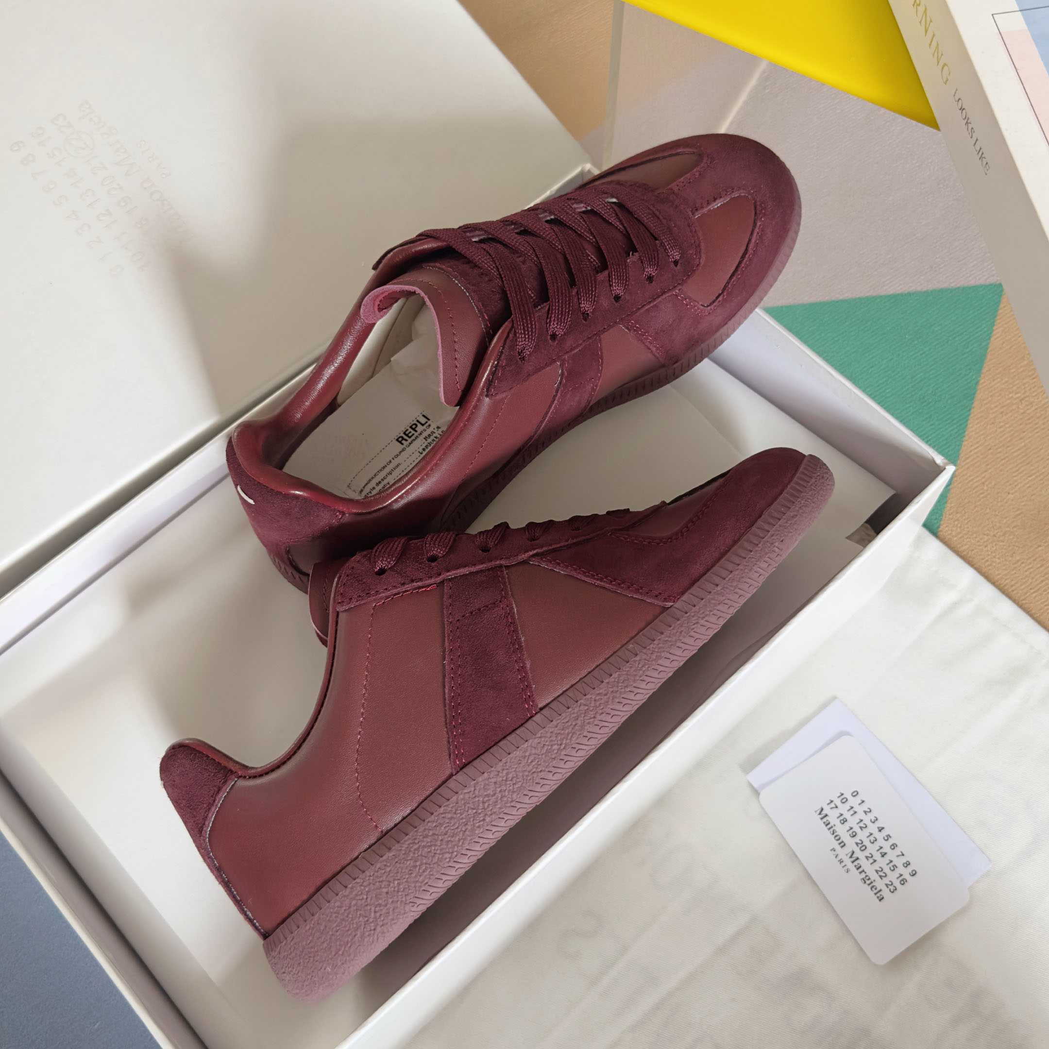Maison Margiela Replica Leather And Suede Sneakers - DesignerGu
