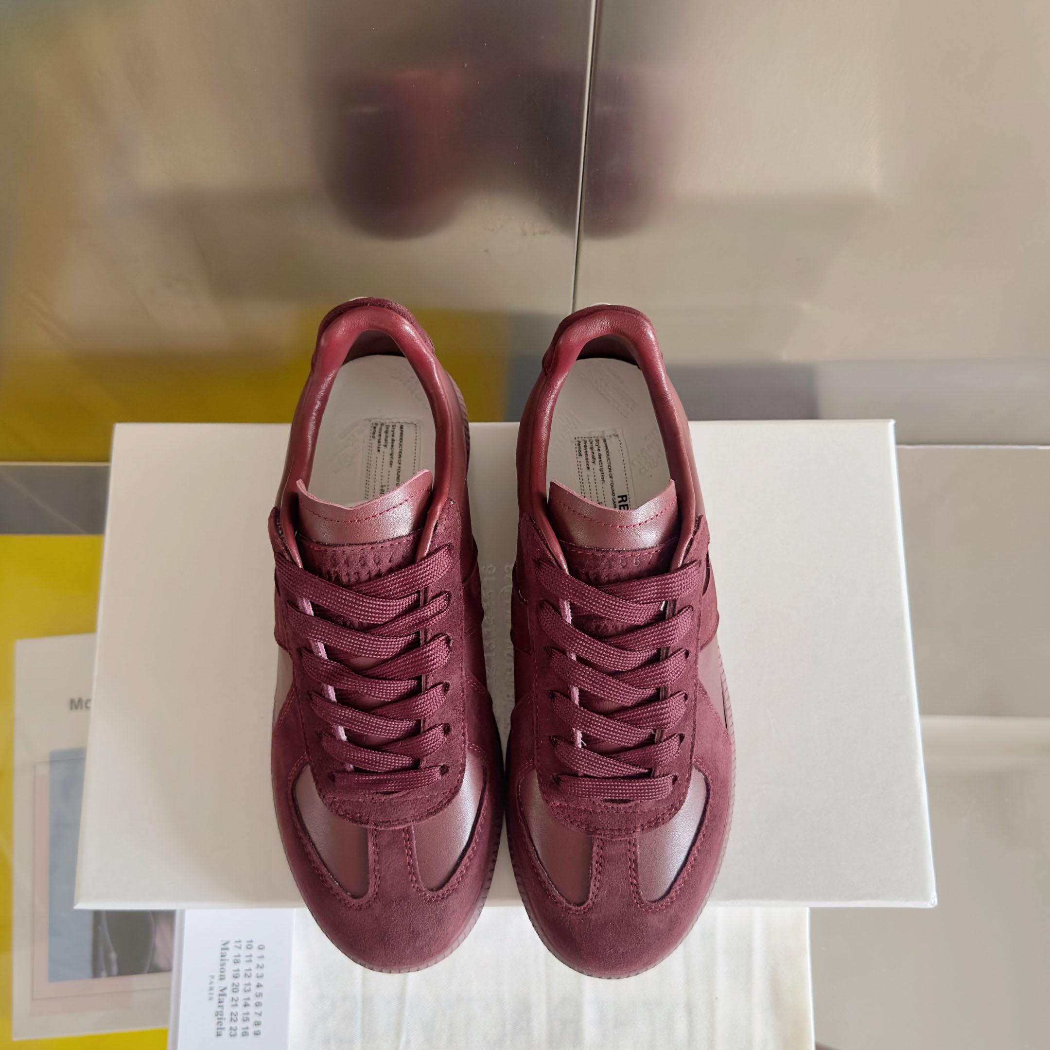 Maison Margiela Replica Leather And Suede Sneakers - DesignerGu