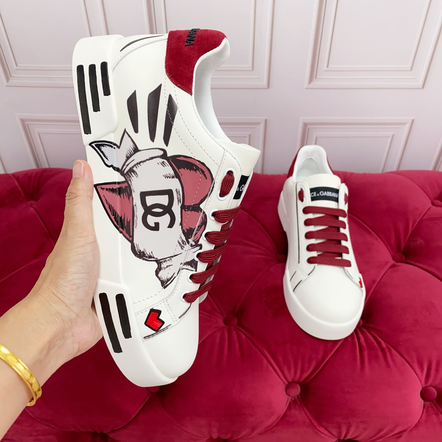 Dolce & Gabbana Portofino Light Strobel Nappa Calfskin Sneakers - DesignerGu