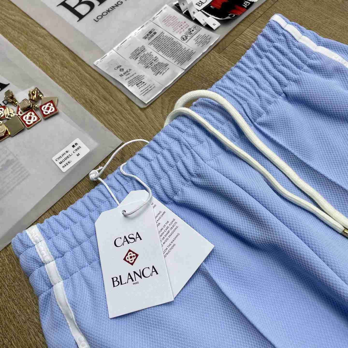 Casablanca Pale Blue Pique Track Pants C1178 - DesignerGu