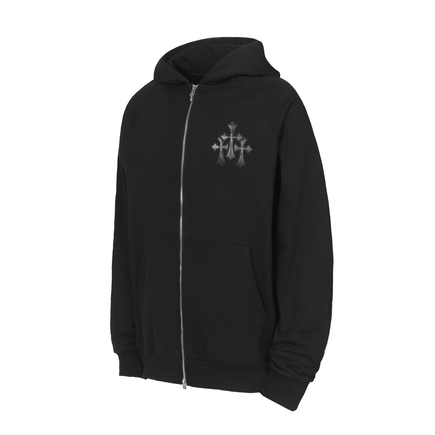 Chrome Hearts Paper Jam Triple Leather Cross Zip Up Hoodie 'Black' - DesignerGu