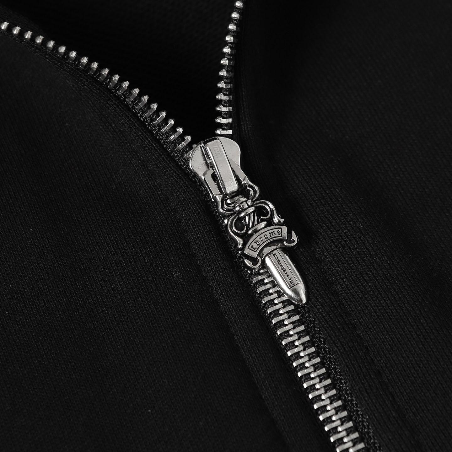 Chrome Hearts Paper Jam Triple Leather Cross Zip Up Hoodie 'Black' - DesignerGu