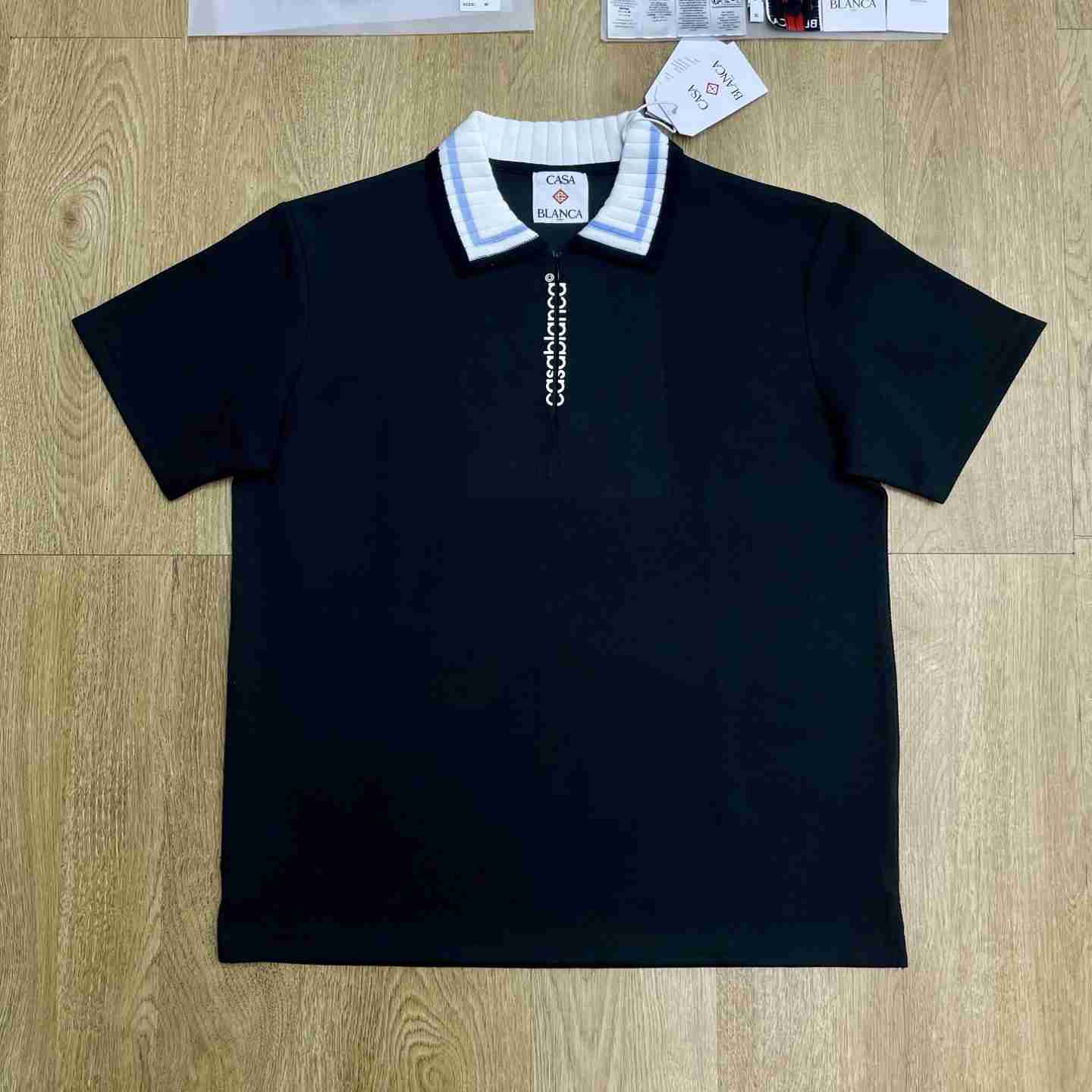 Casablanca Pique Quarter Zip Short Sleeve Polo Shirt C1182 - DesignerGu