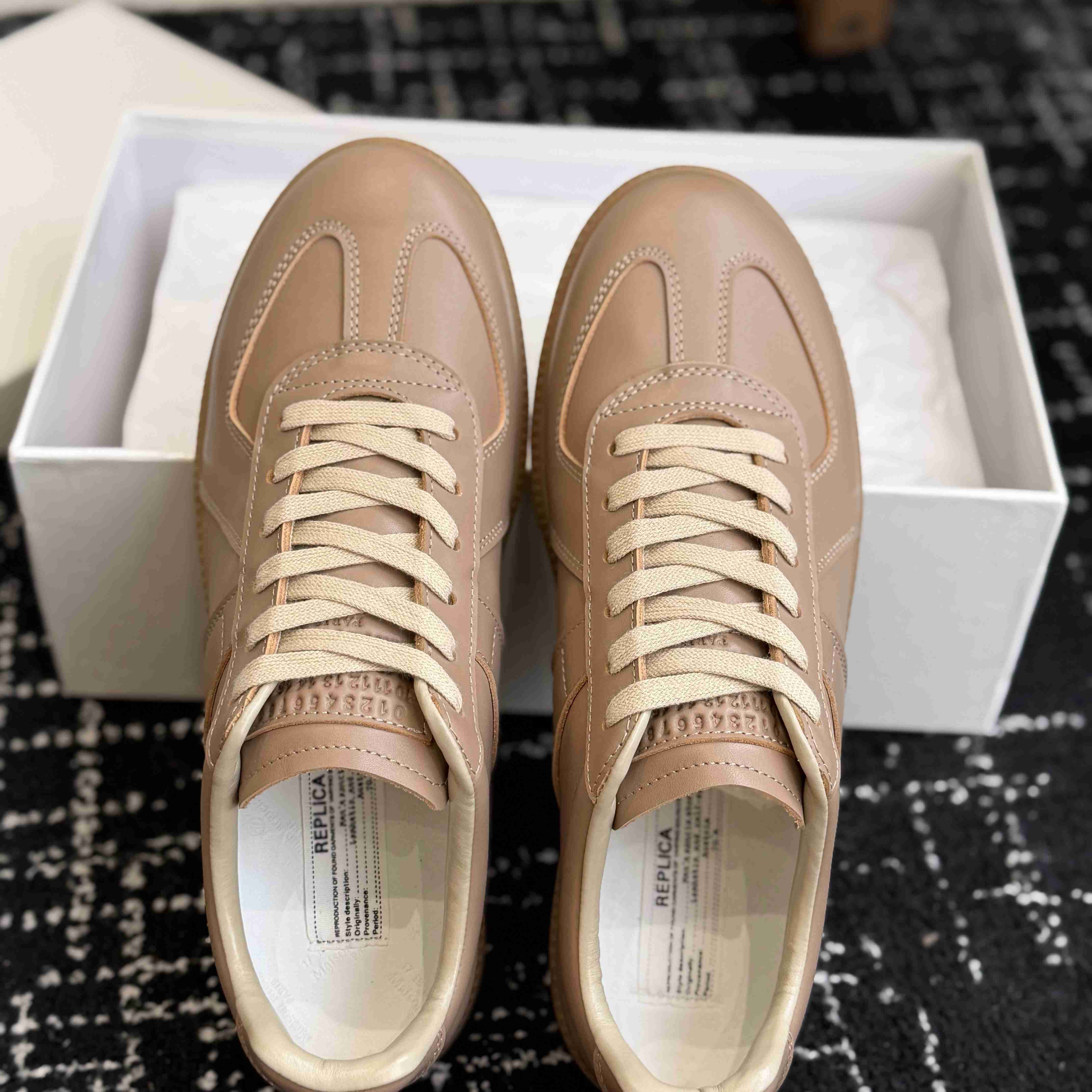 Maison Margiela Leather Replica Sneakers - DesignerGu