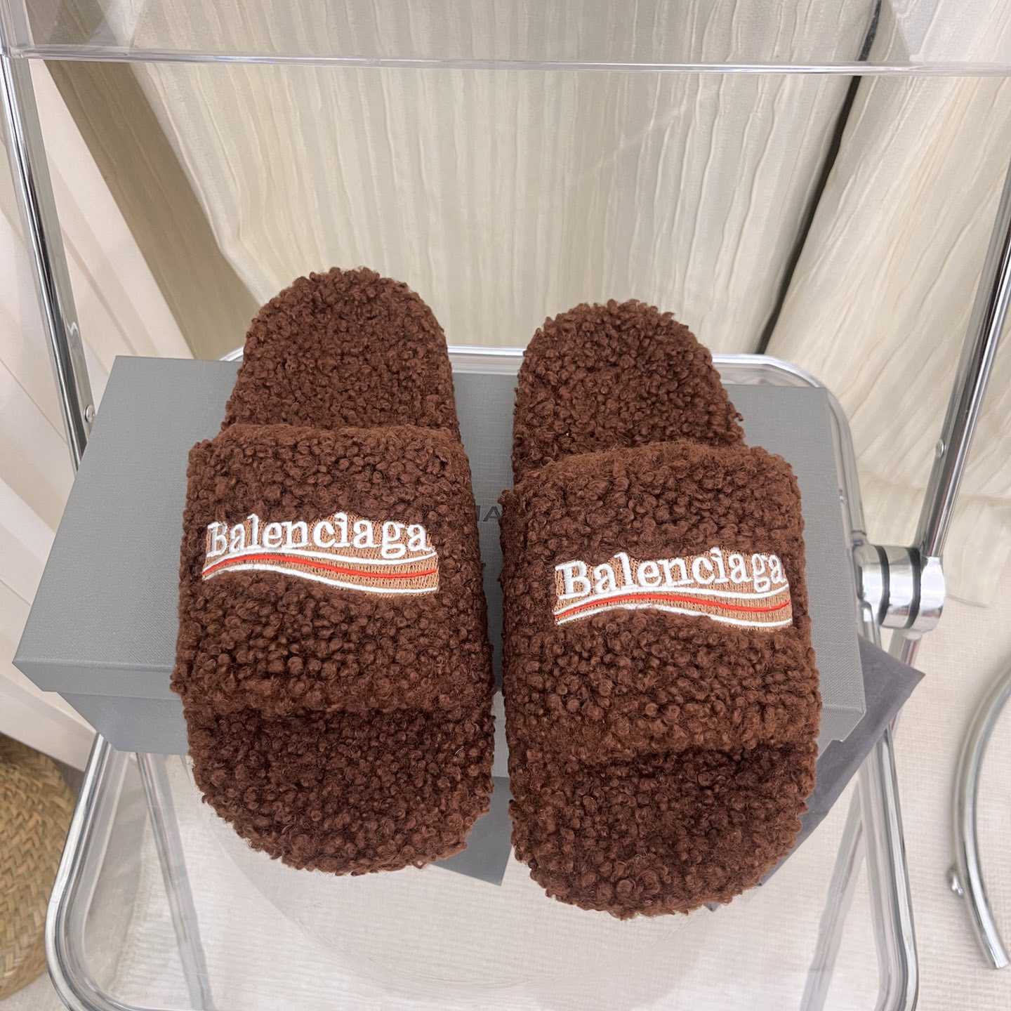 Balenciaga Furry Slide Sandals - DesignerGu