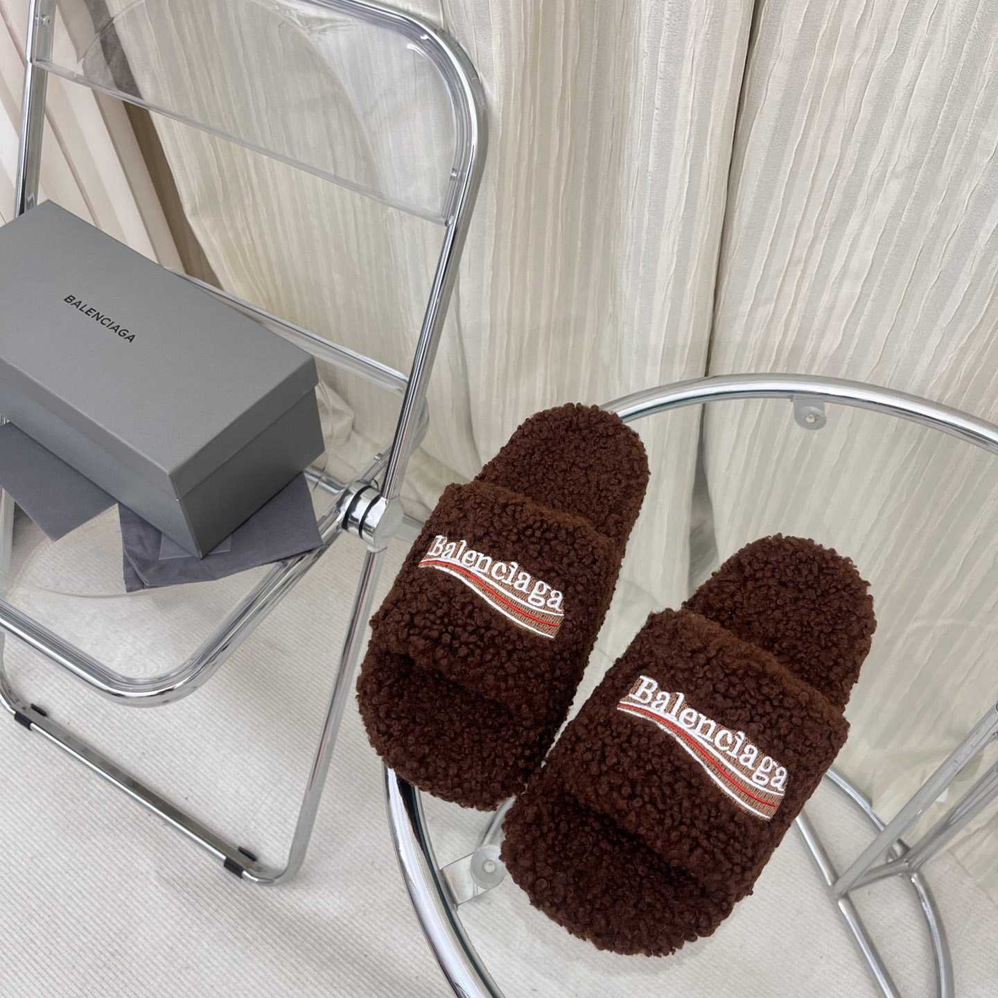 Balenciaga Furry Slide Sandals - DesignerGu