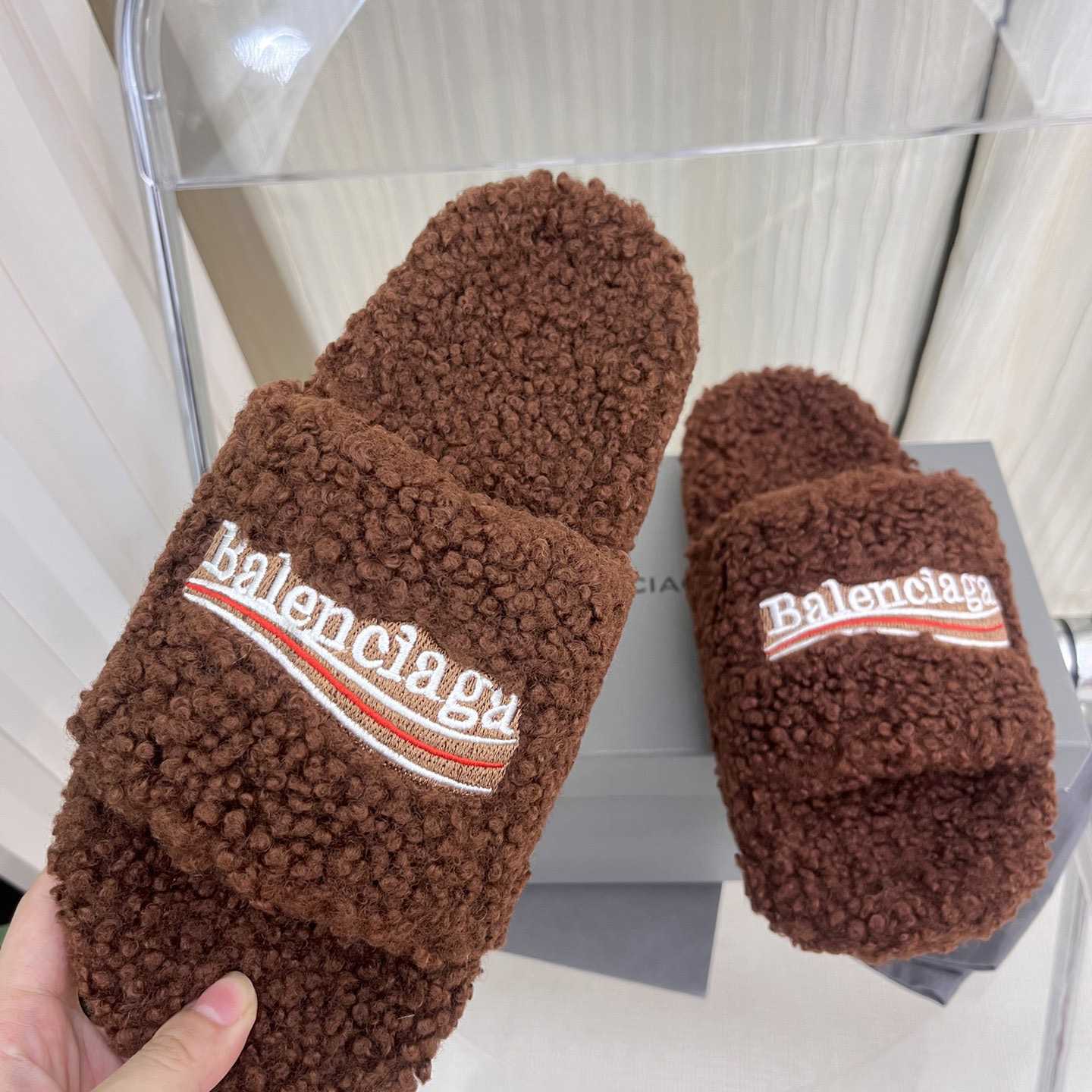 Balenciaga Furry Slide Sandals - DesignerGu