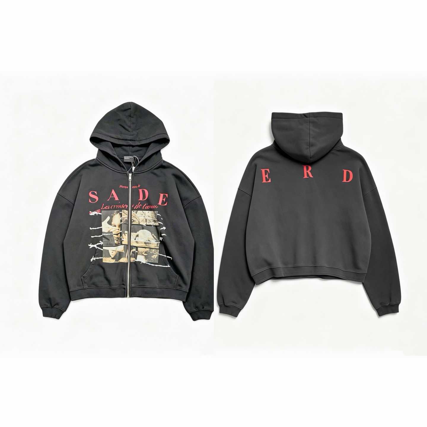 Enfants Riches Déprimés  Les Crimes De L'amour Printed Cotton Jersey Zip Up Hoodie  - DesignerGu