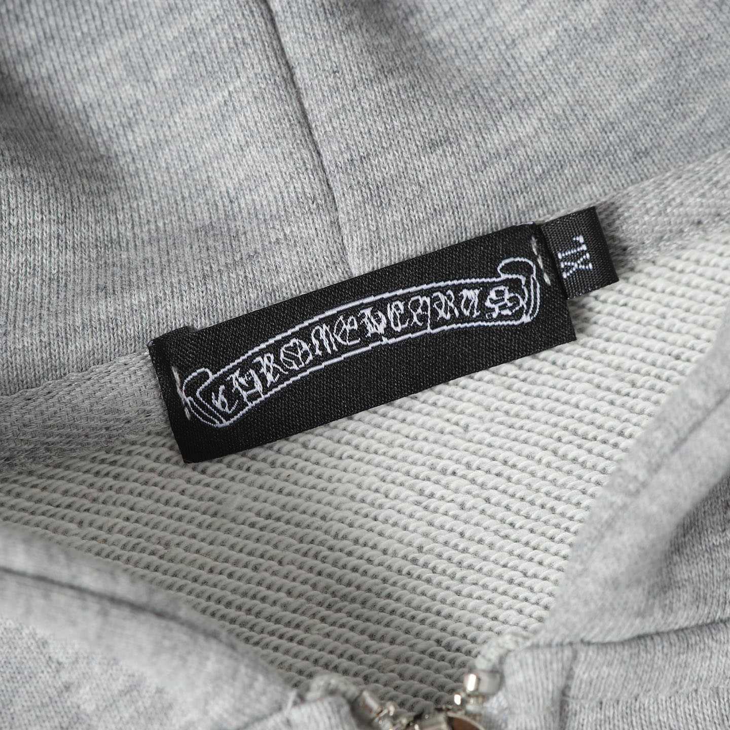 Chrome Hearts Paper Jam Triple Leather Cross Zip Up Hoodie 'Grey Heather' - DesignerGu