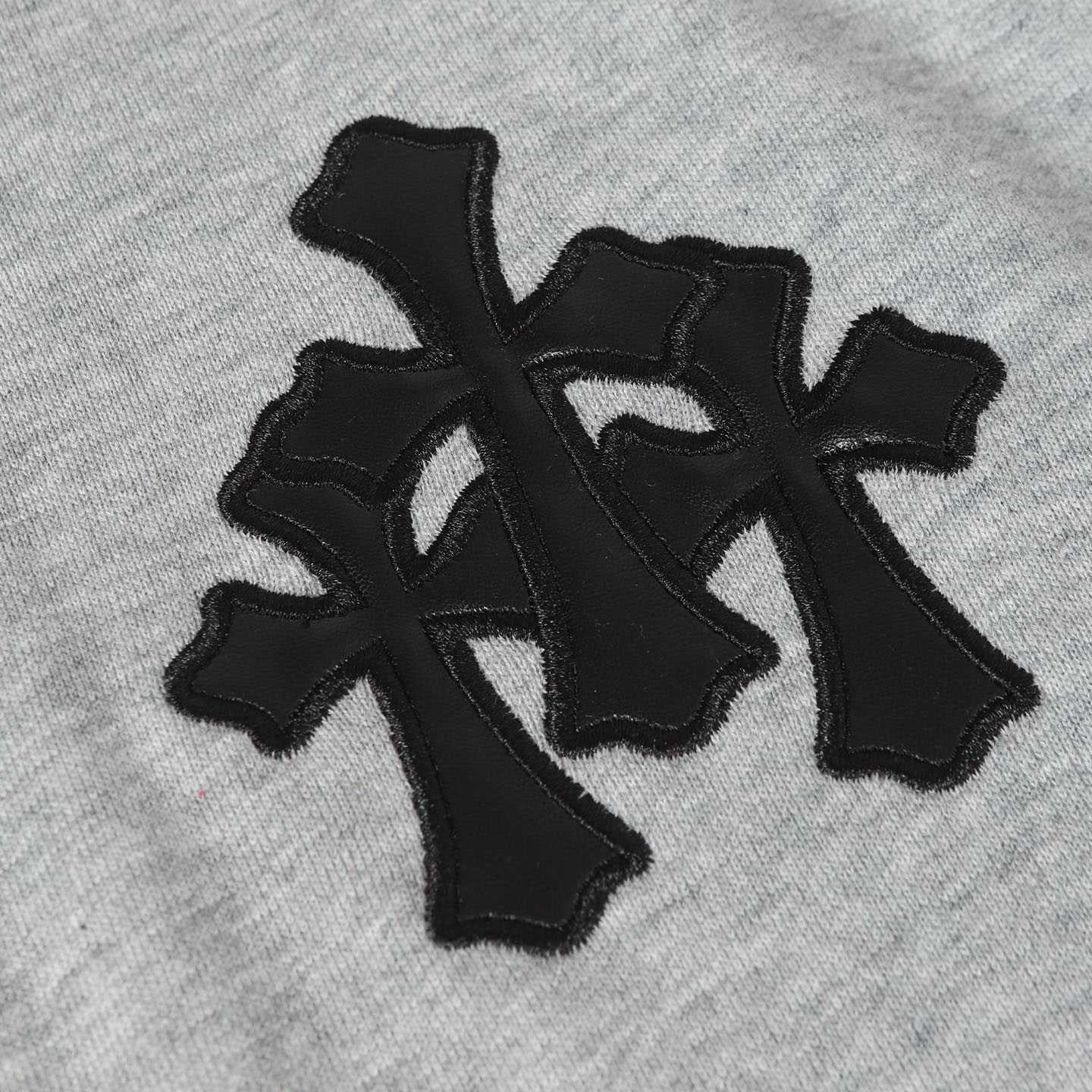 Chrome Hearts Paper Jam Triple Leather Cross Zip Up Hoodie 'Grey Heather' - DesignerGu
