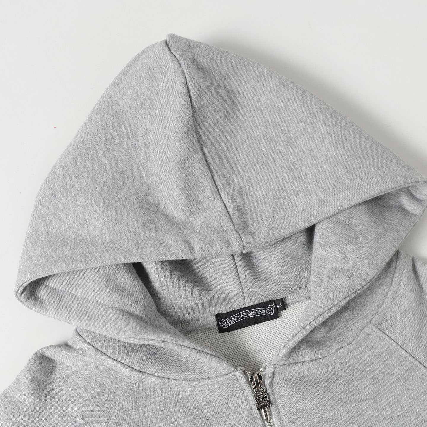 Chrome Hearts Paper Jam Triple Leather Cross Zip Up Hoodie 'Grey Heather' - DesignerGu