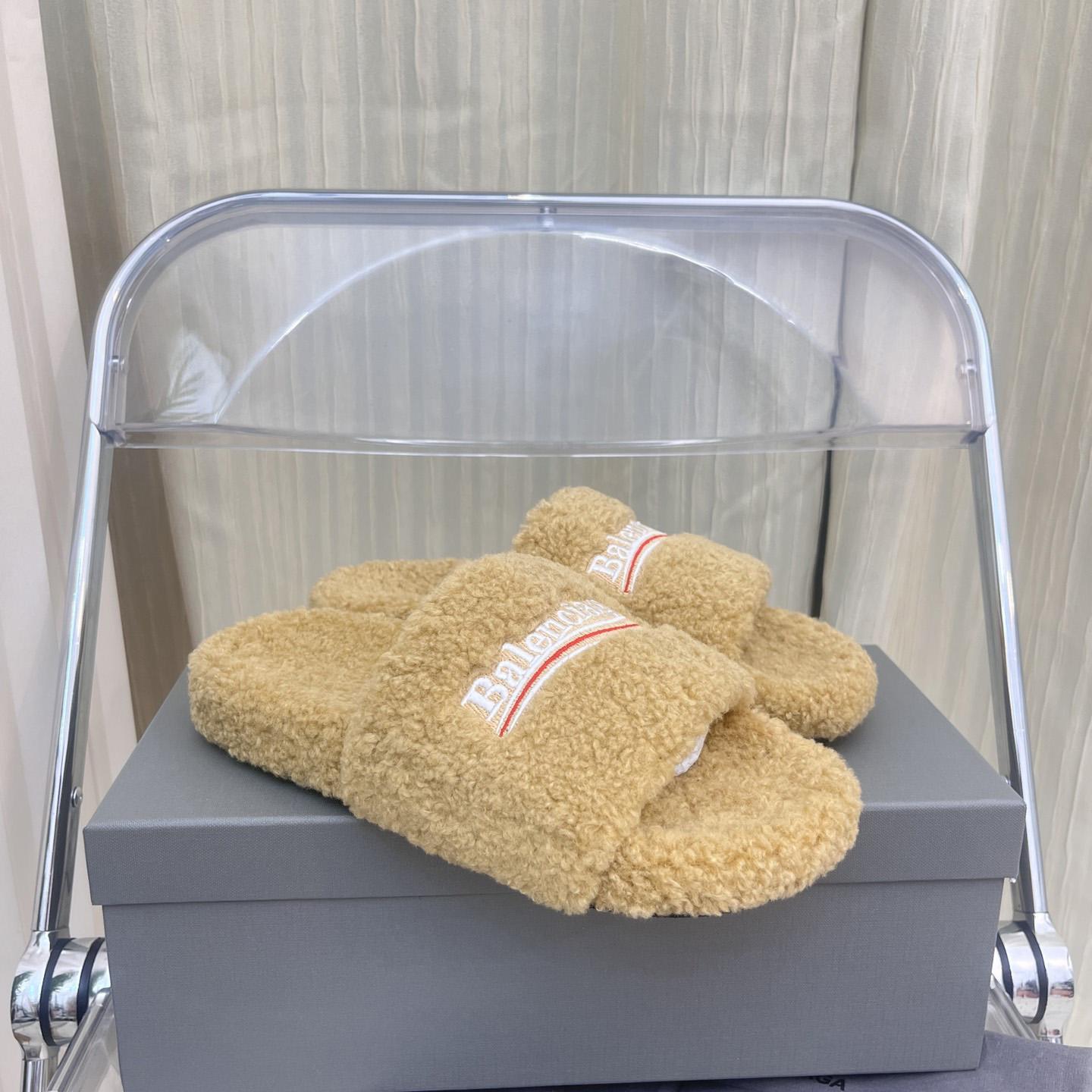 Balenciaga Furry Slide Sandals - DesignerGu