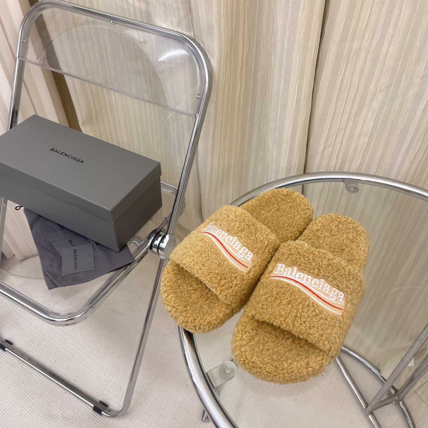 Balenciaga Furry Slide Sandals - DesignerGu