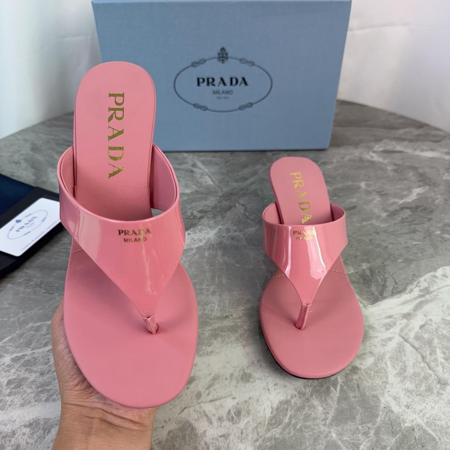 Prada Patent Leather Thong Sandals - DesignerGu