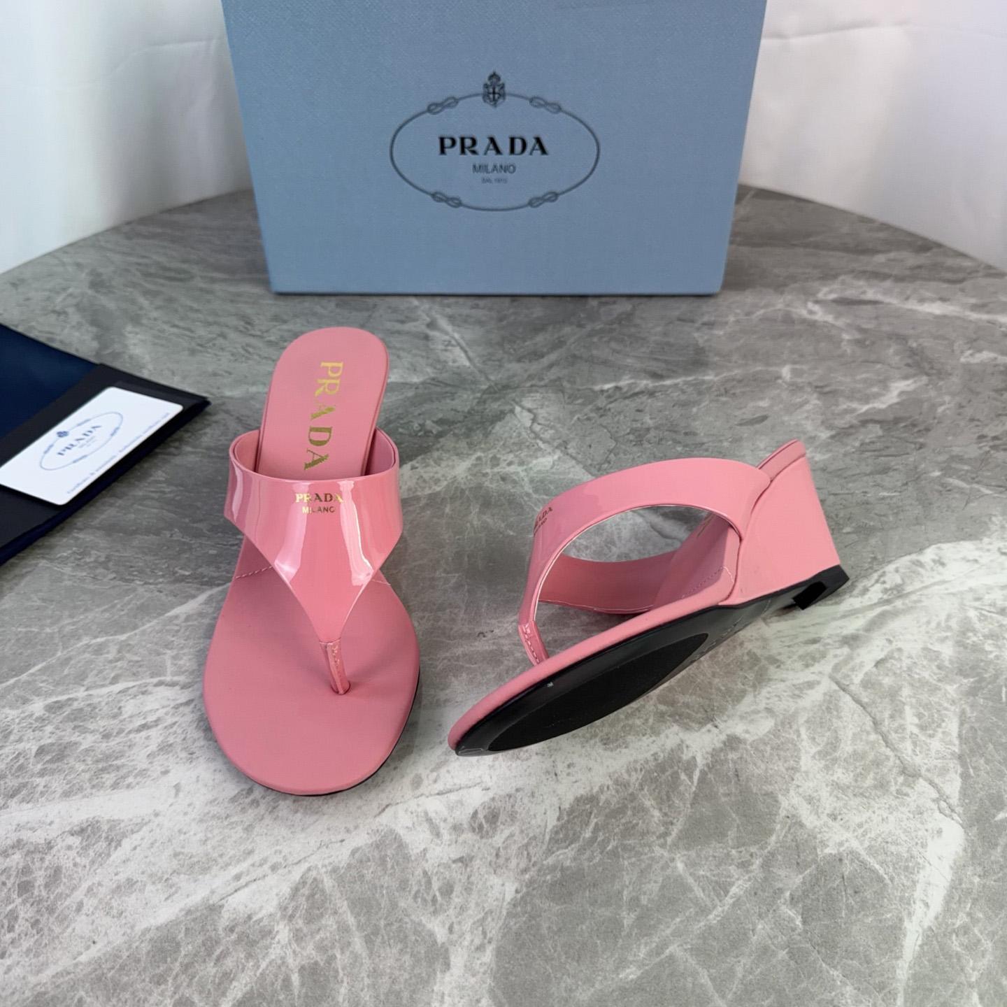 Prada Patent Leather Thong Sandals - DesignerGu
