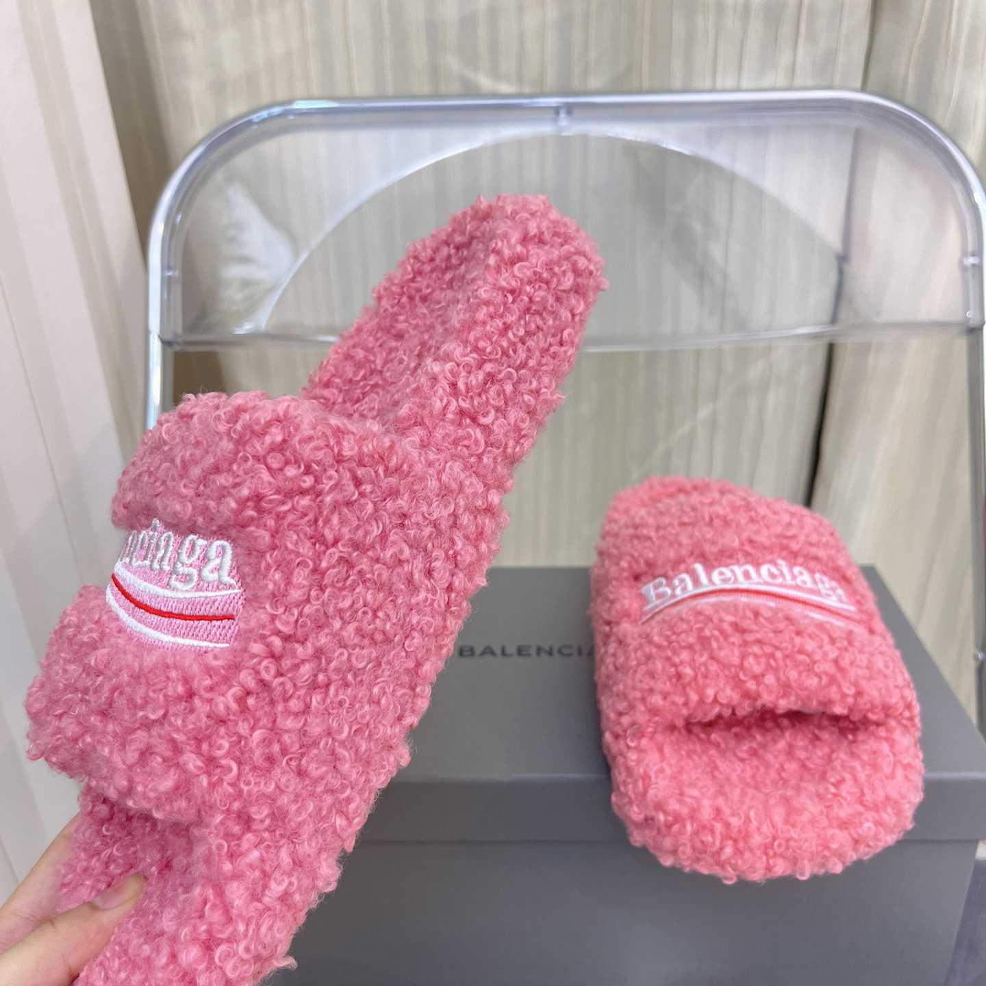 Balenciaga Furry Slide Sandals - DesignerGu