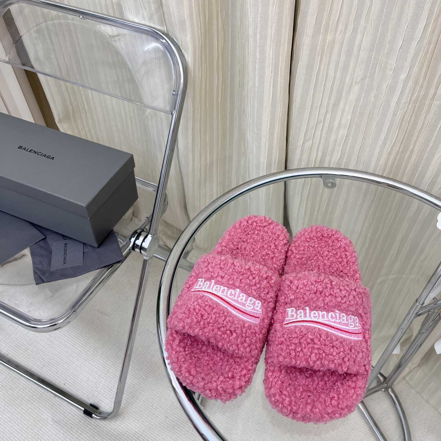Balenciaga Furry Slide Sandals - DesignerGu