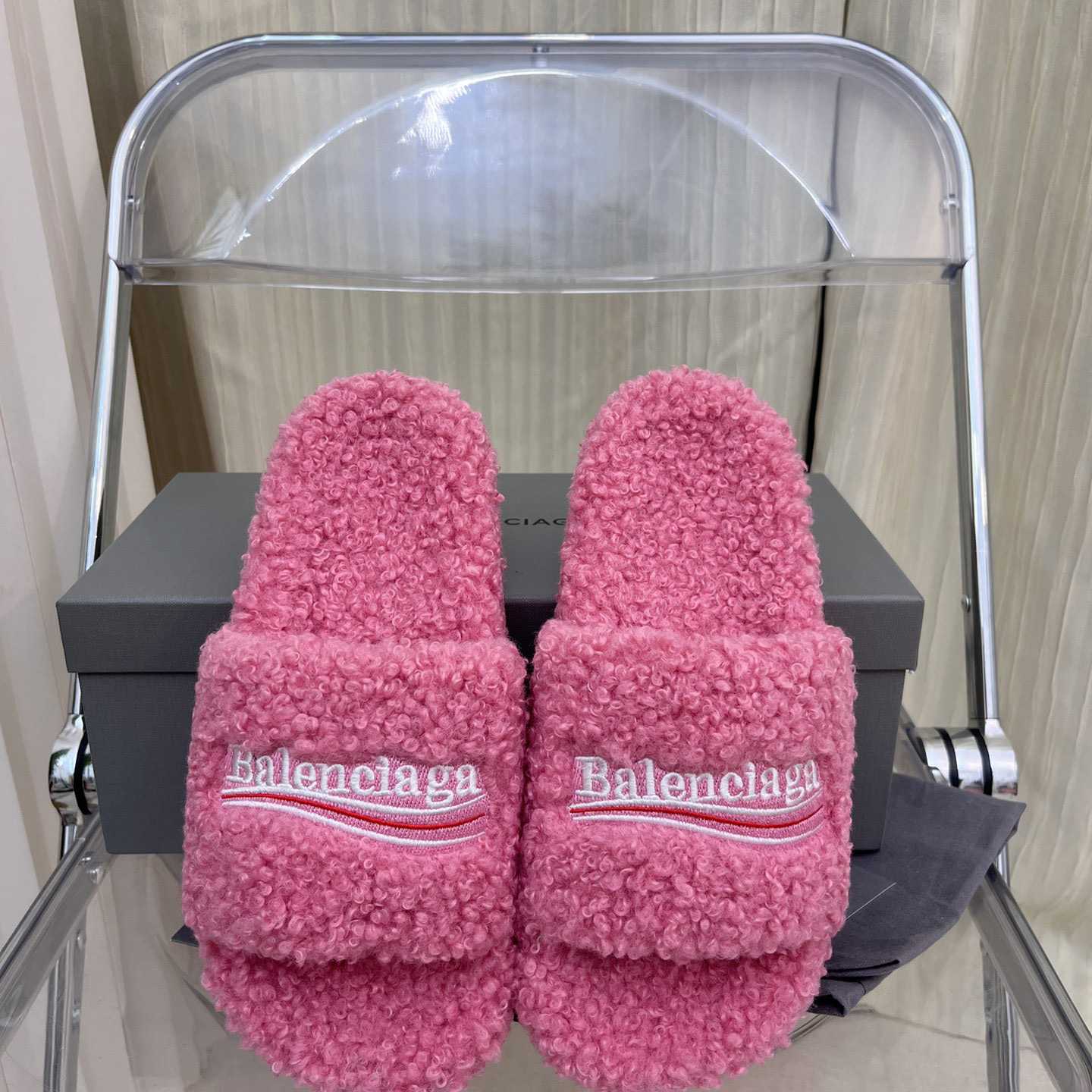 Balenciaga Furry Slide Sandals - DesignerGu