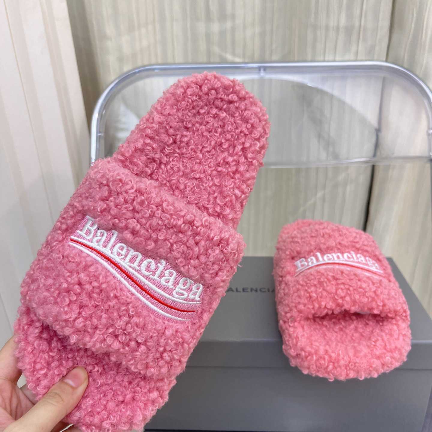 Balenciaga Furry Slide Sandals - DesignerGu