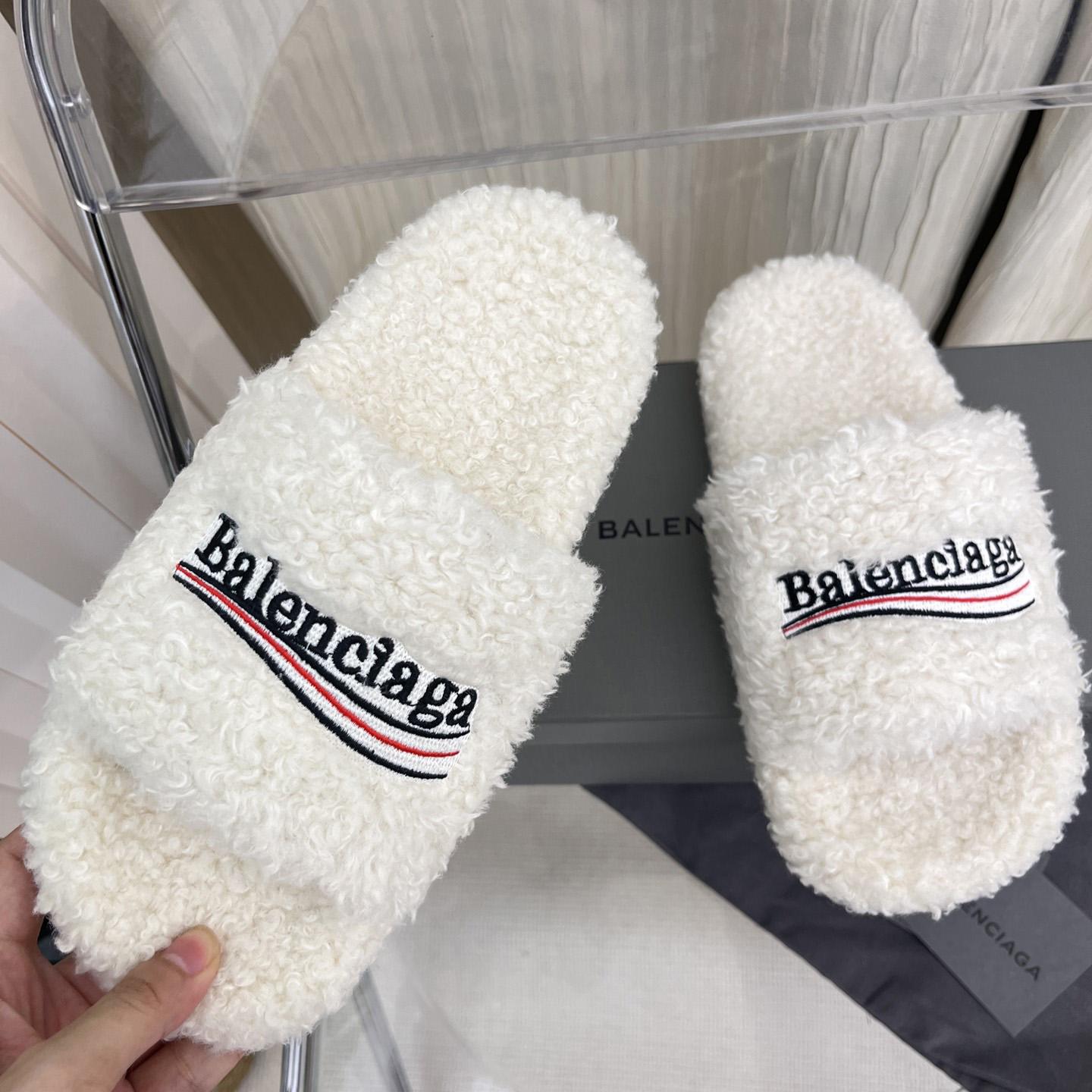 Balenciaga Furry Slide Sandals - DesignerGu