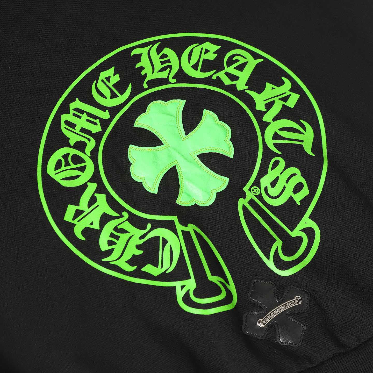 Chrome Hearts Green Leather Cross Horseshoe Hoodie - DesignerGu