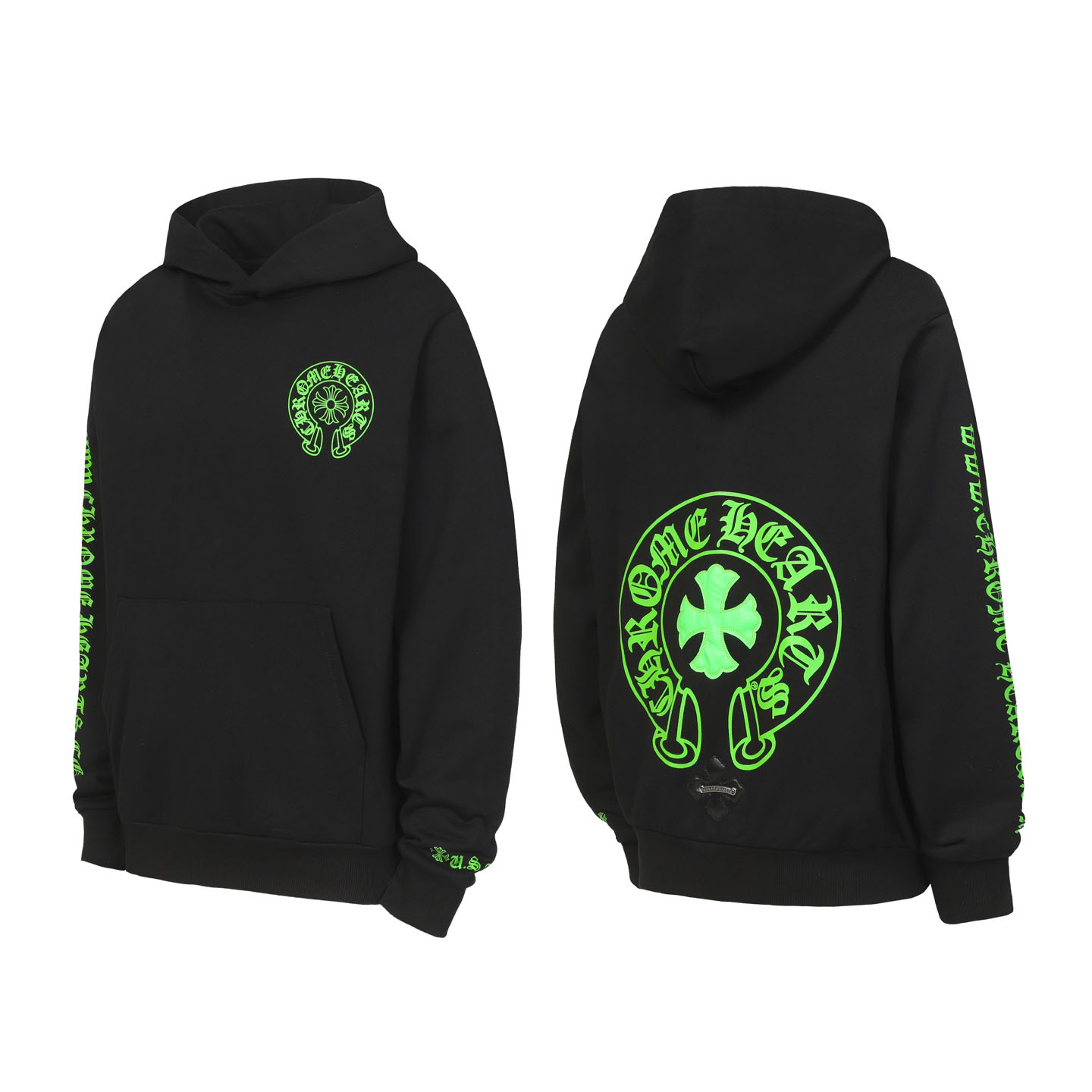 Chrome Hearts Green Leather Cross Horseshoe Hoodie - DesignerGu